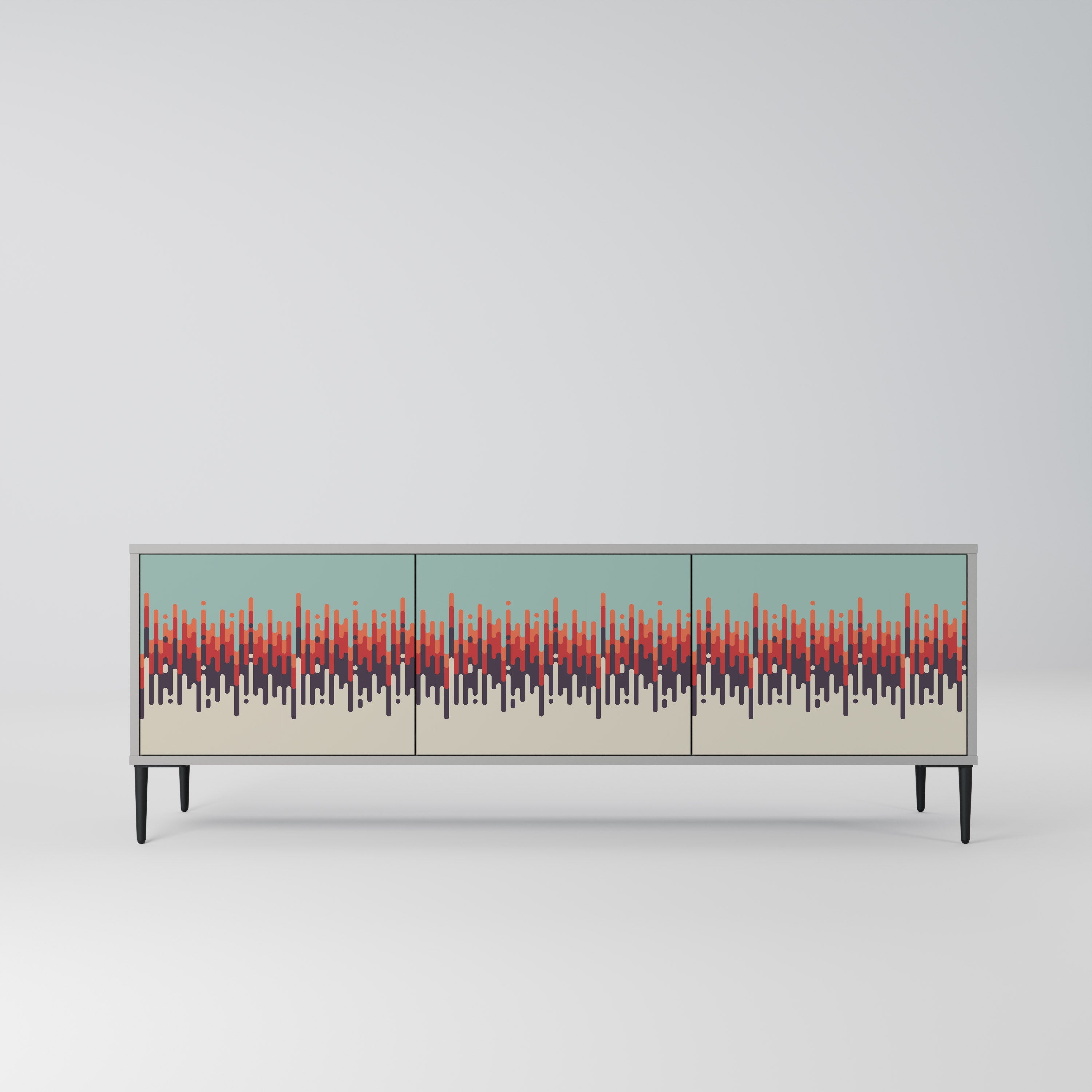 CHROMA CONTOURS 3-Door TV Stand in Grey Finish