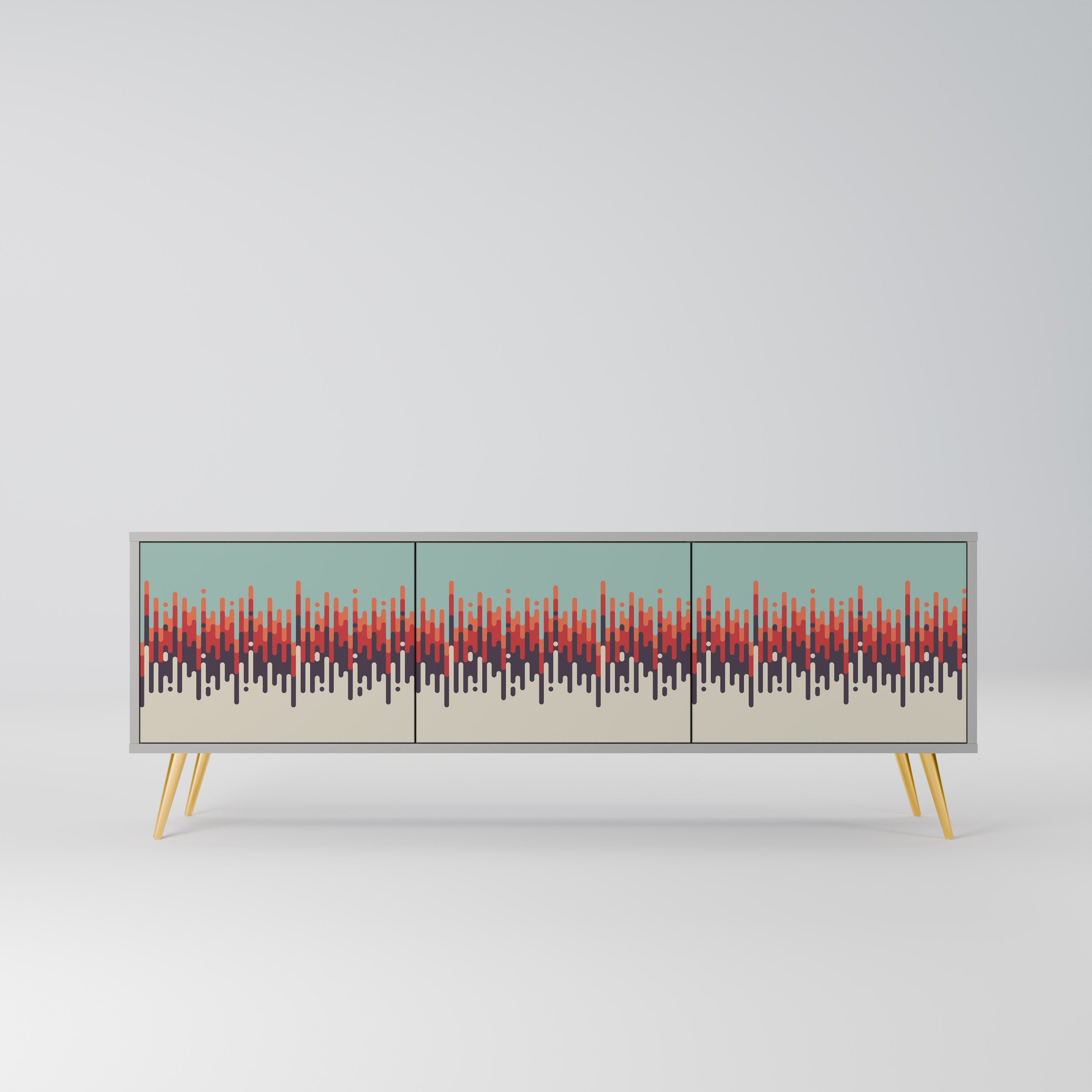 CHROMA CONTOURS 3-Door TV Stand in Grey Finish