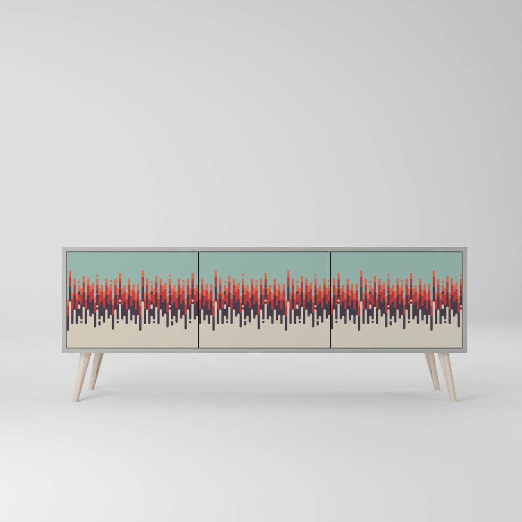 CHROMA CONTOURS 3-Door TV Stand in Grey Finish