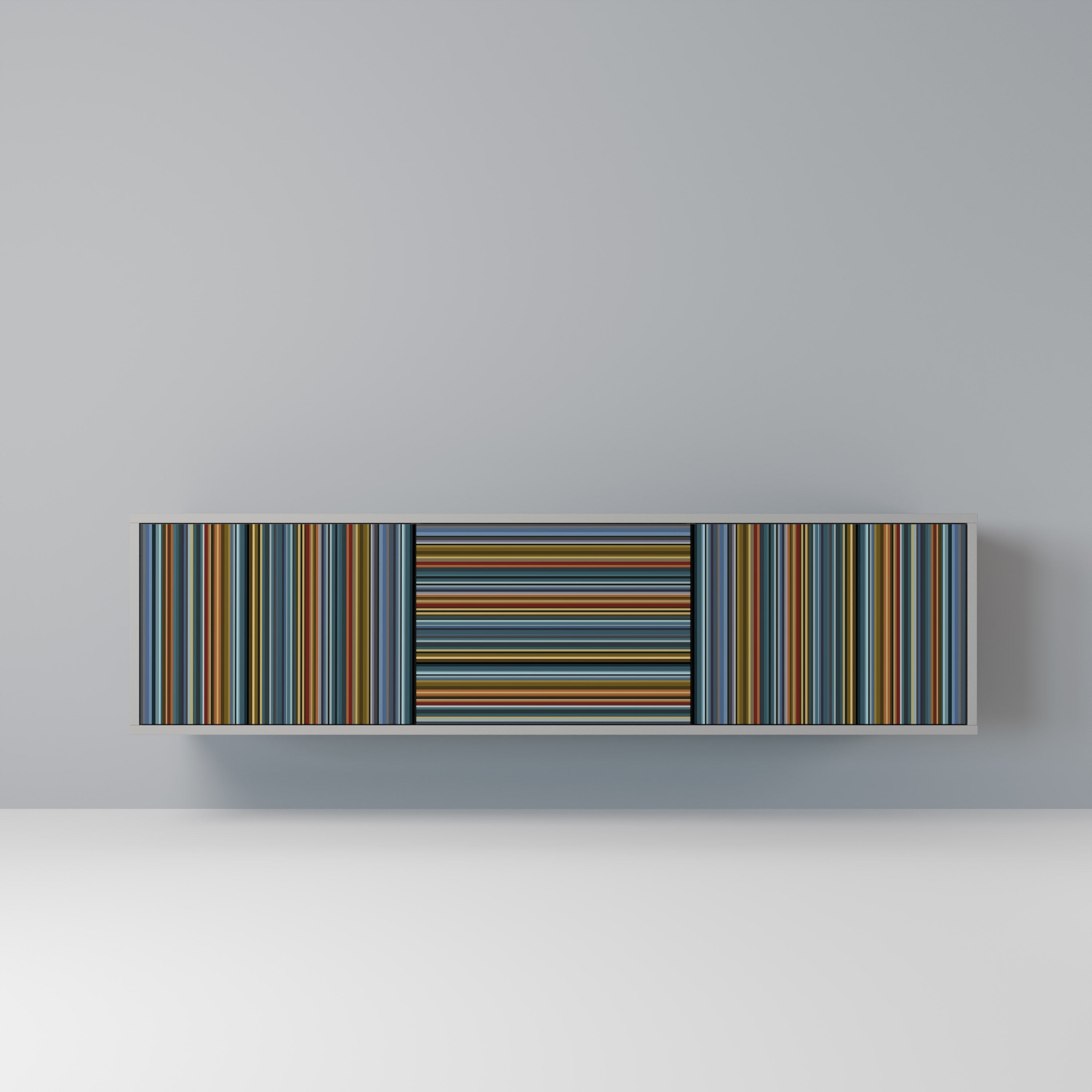 LINEOUT SPECTRUM 3-Door TV Stand in Grey Finish