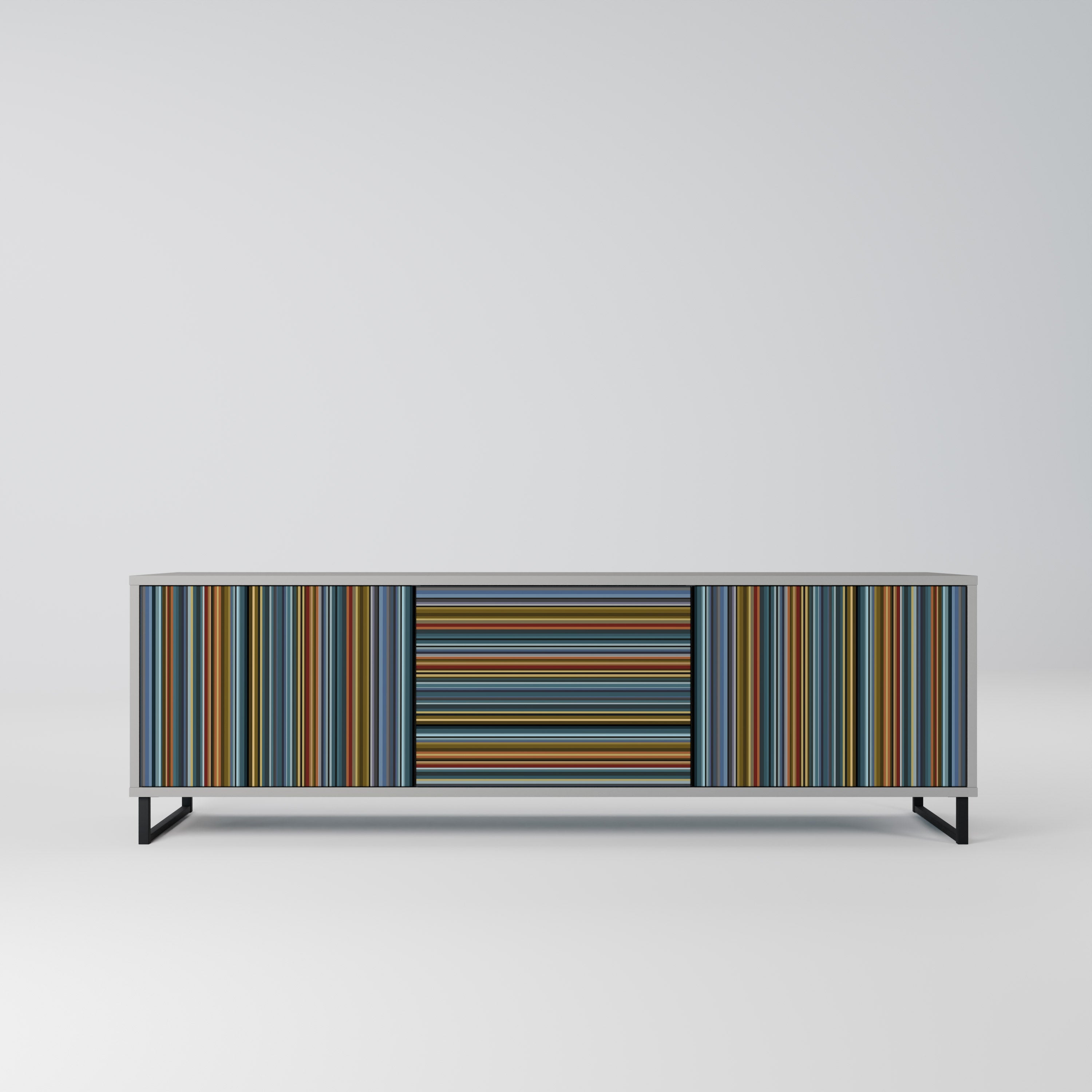 LINEOUT SPECTRUM 3-Door TV Stand in Grey Finish