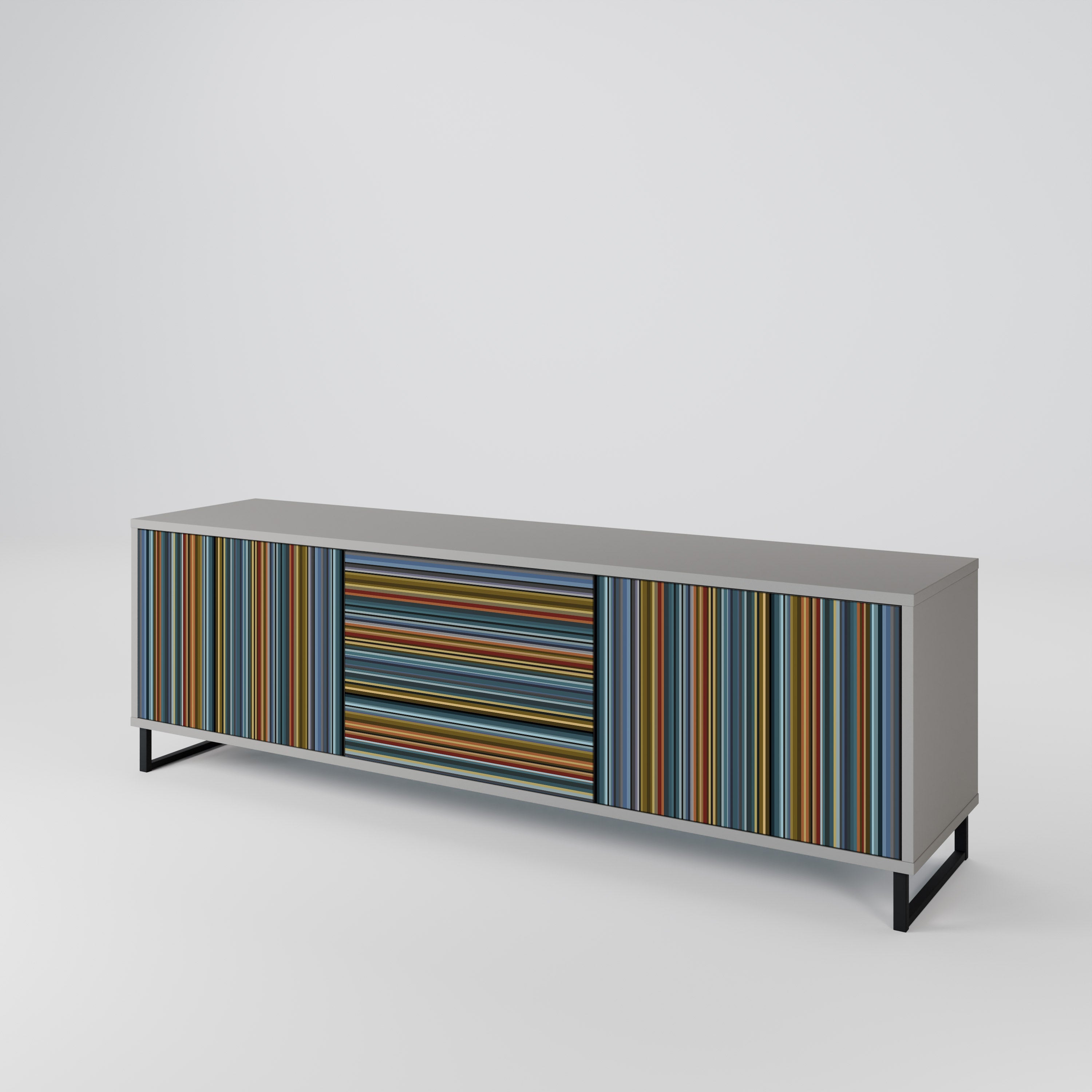 LINEOUT SPECTRUM 3-Door TV Stand in Grey Finish