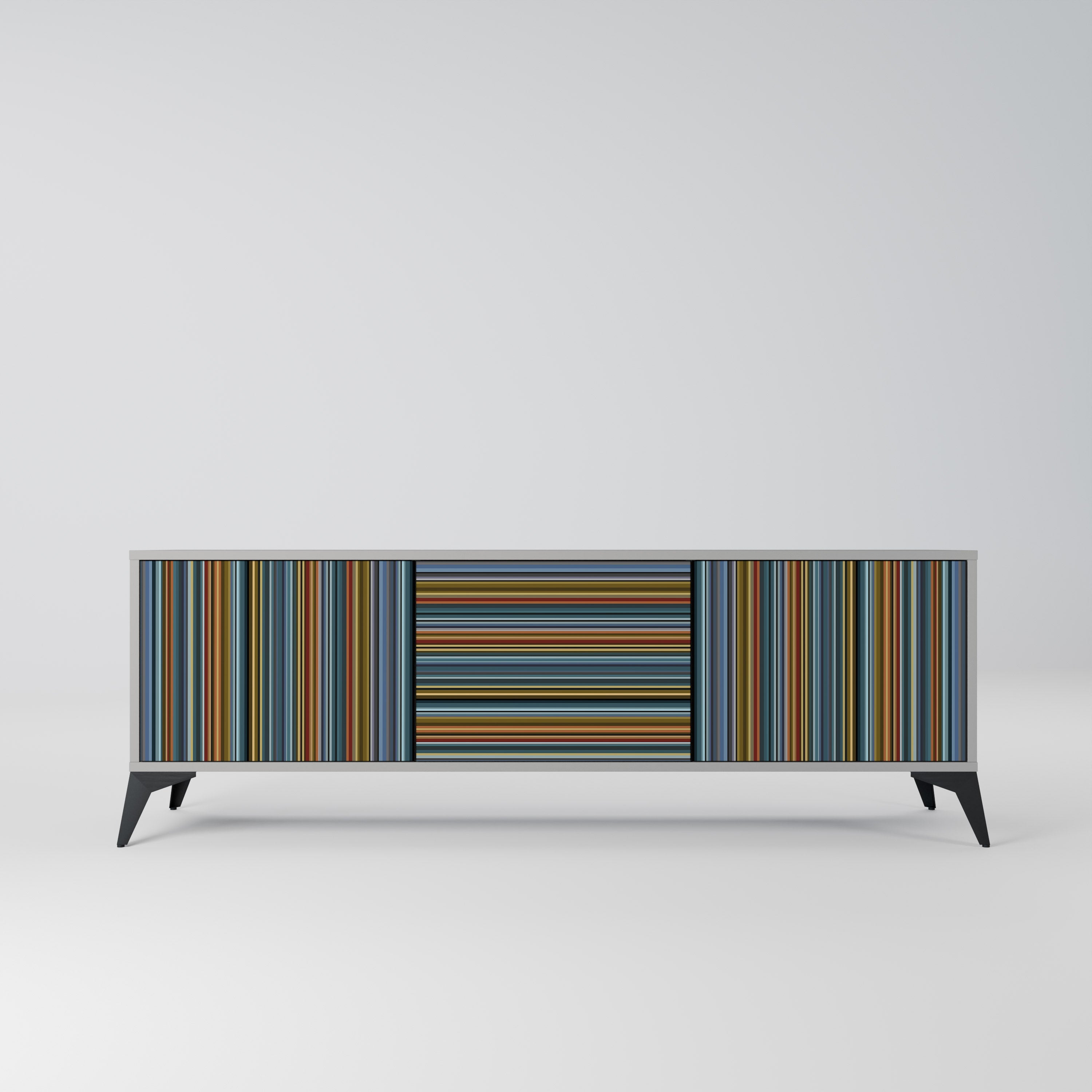 LINEOUT SPECTRUM 3-Door TV Stand in Grey Finish