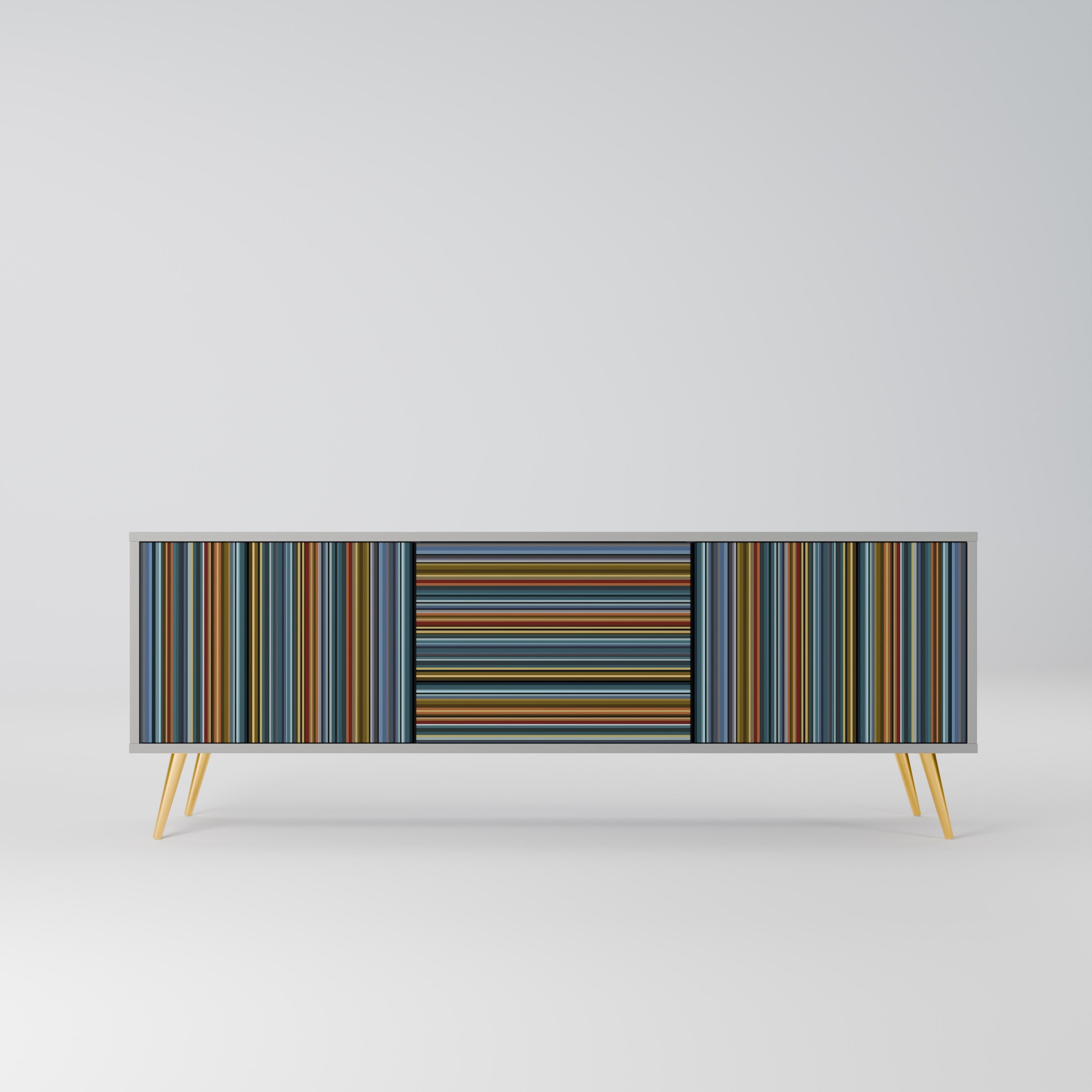 LINEOUT SPECTRUM 3-Door TV Stand in Grey Finish