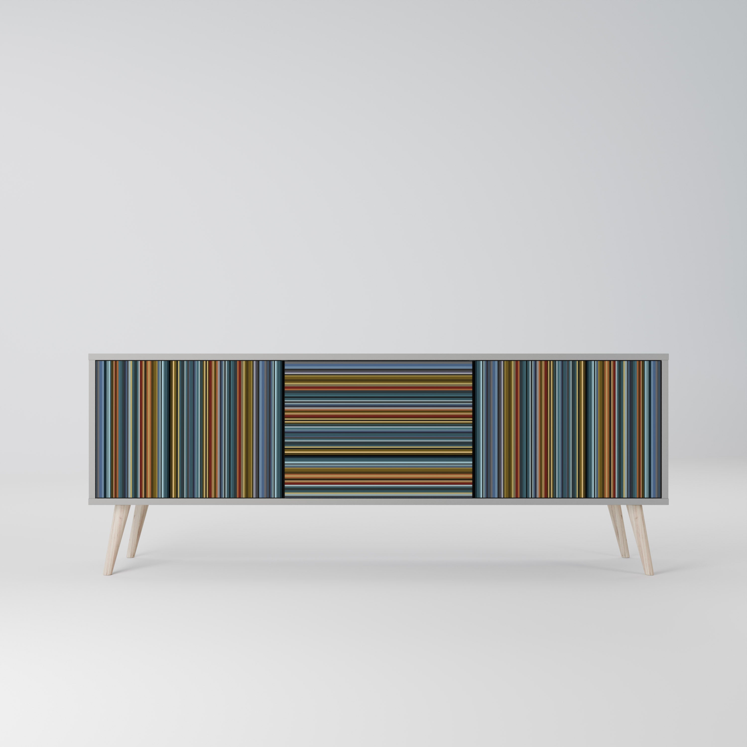 LINEOUT SPECTRUM 3-Door TV Stand in Grey Finish