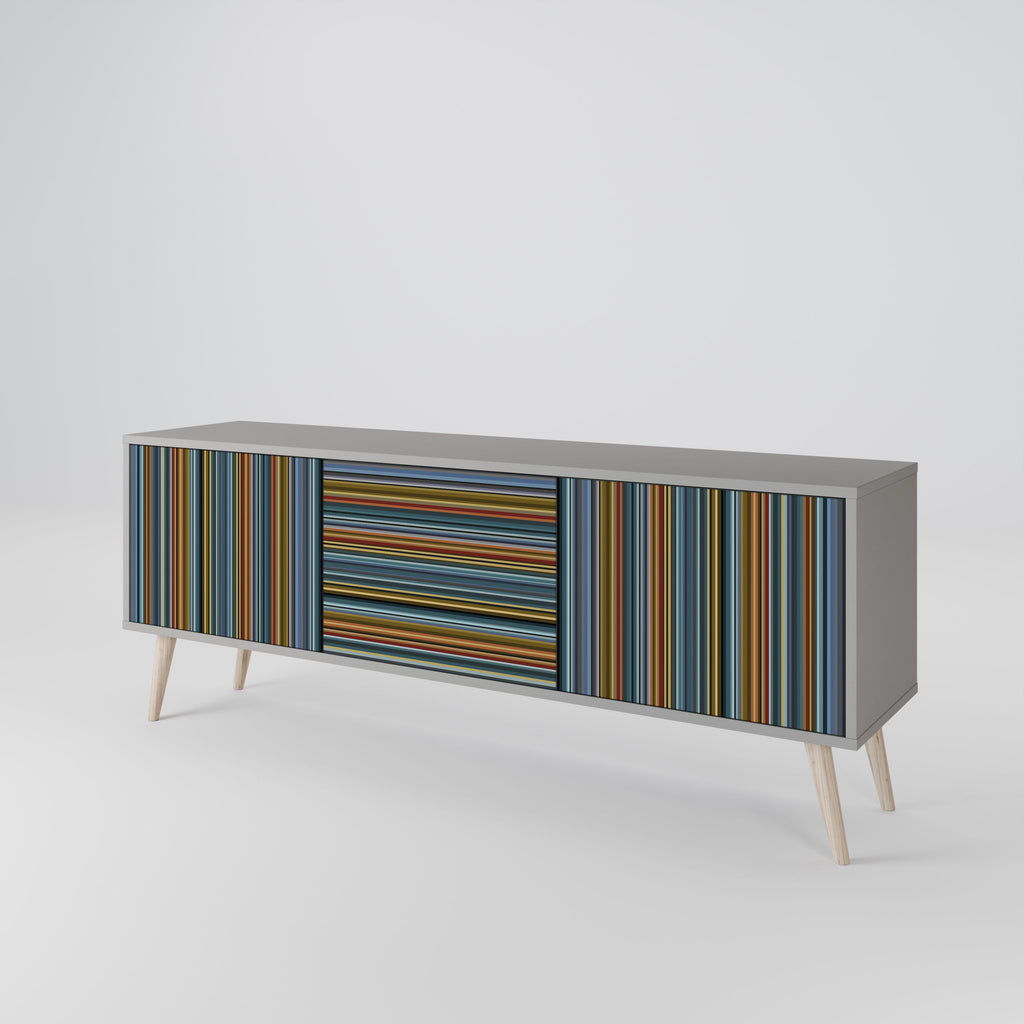 LINEOUT SPECTRUM 3-Door TV Stand in Grey Finish