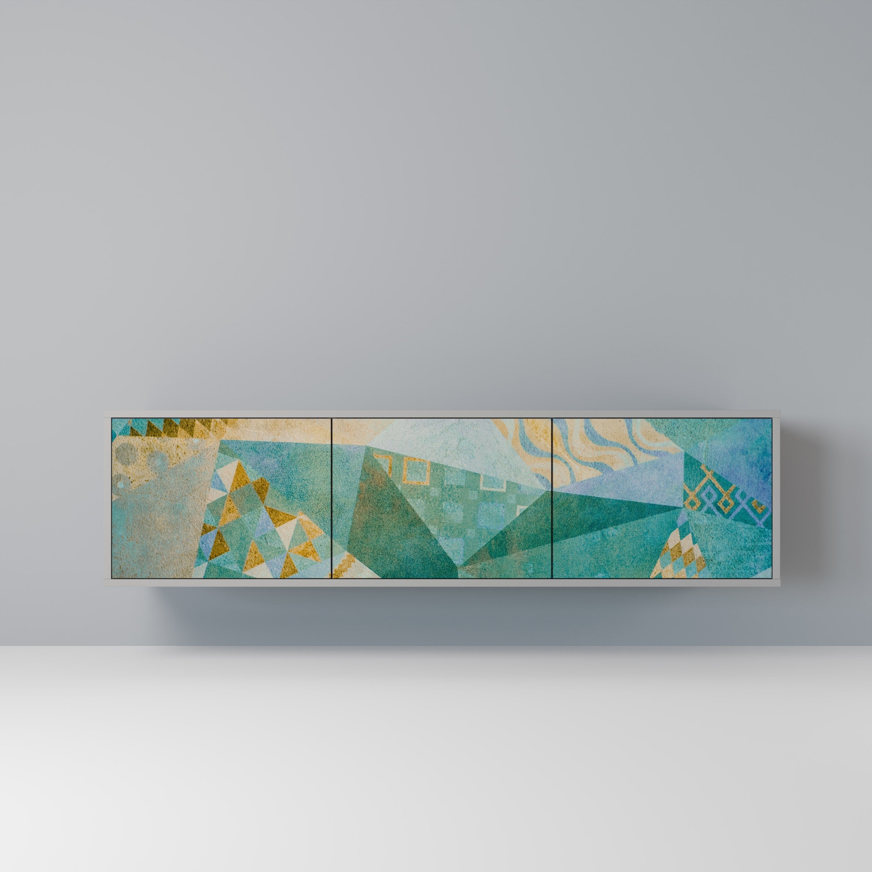 SPECTRUM SPLENDOR 3-Door TV Stand in Grey Finish