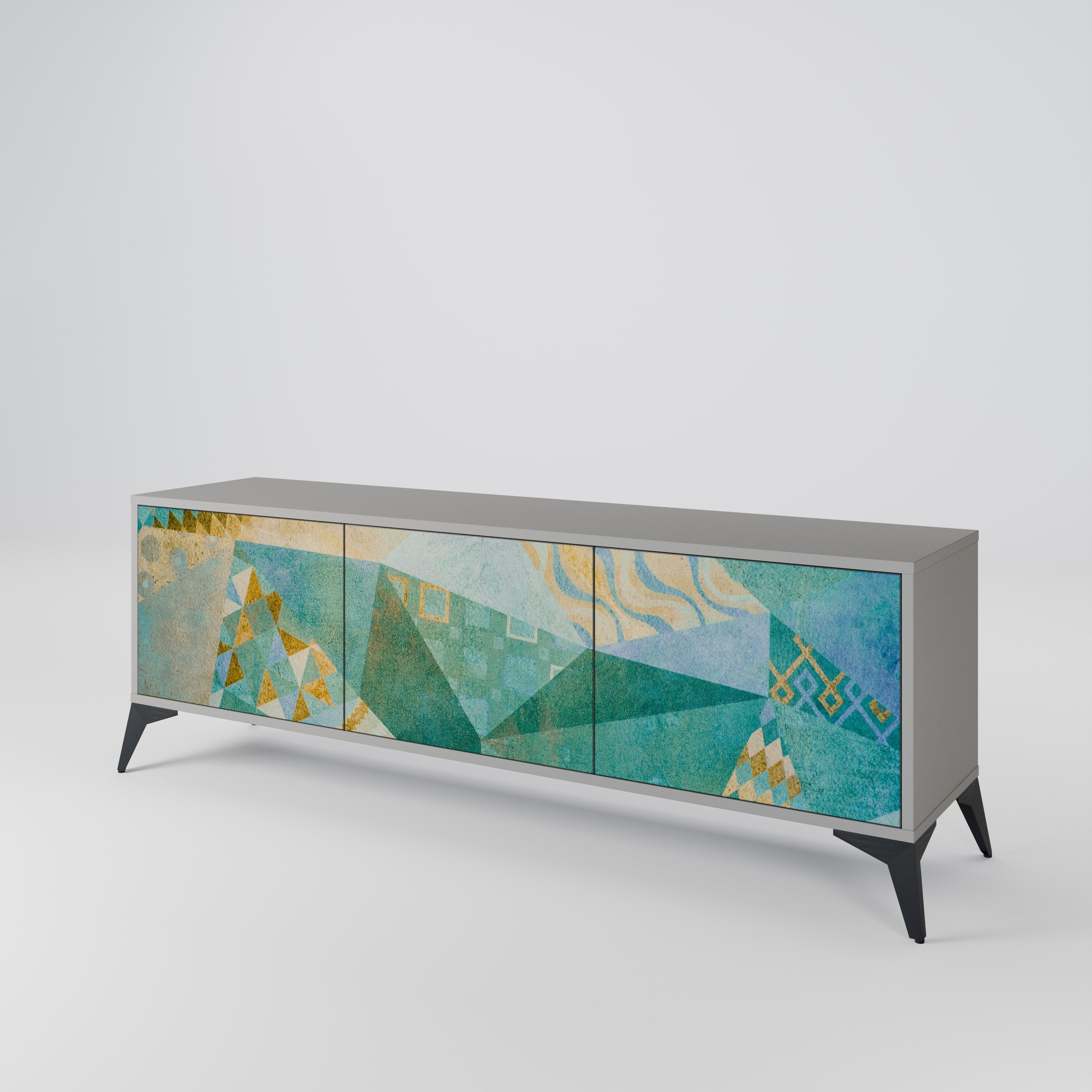 SPECTRUM SPLENDOR 3-Door TV Stand in Grey Finish