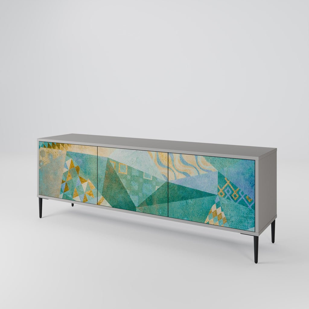 SPECTRUM SPLENDOR 3-Door TV Stand in Grey Finish