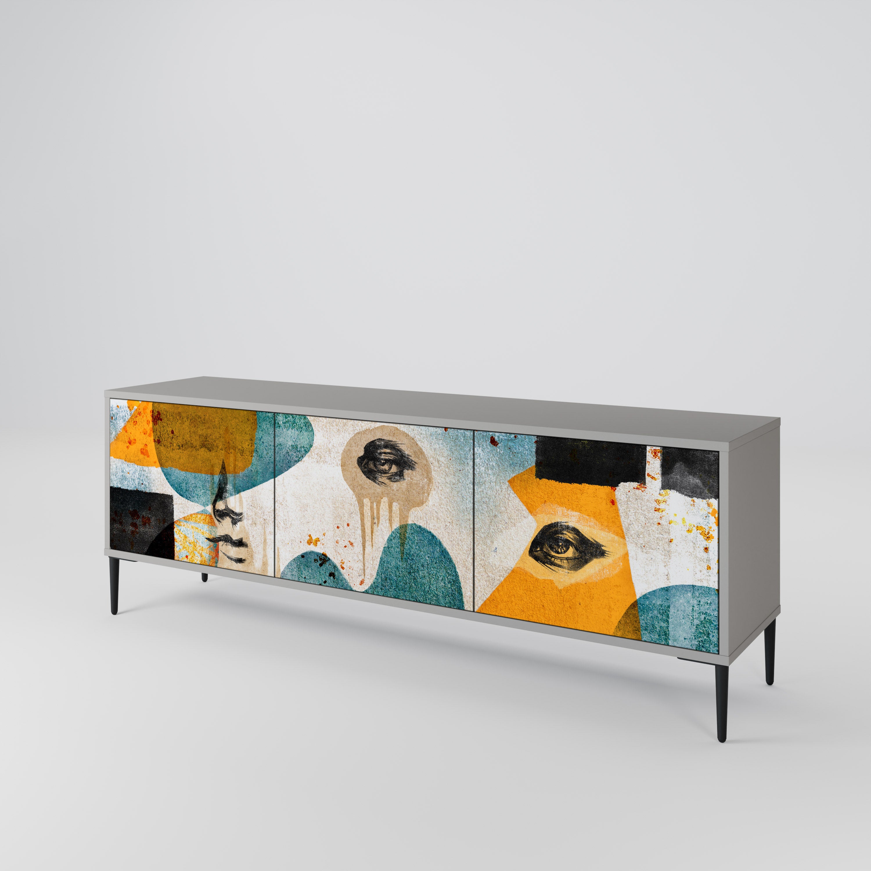 ABSTRACT FACES 3-Door TV Cabinet