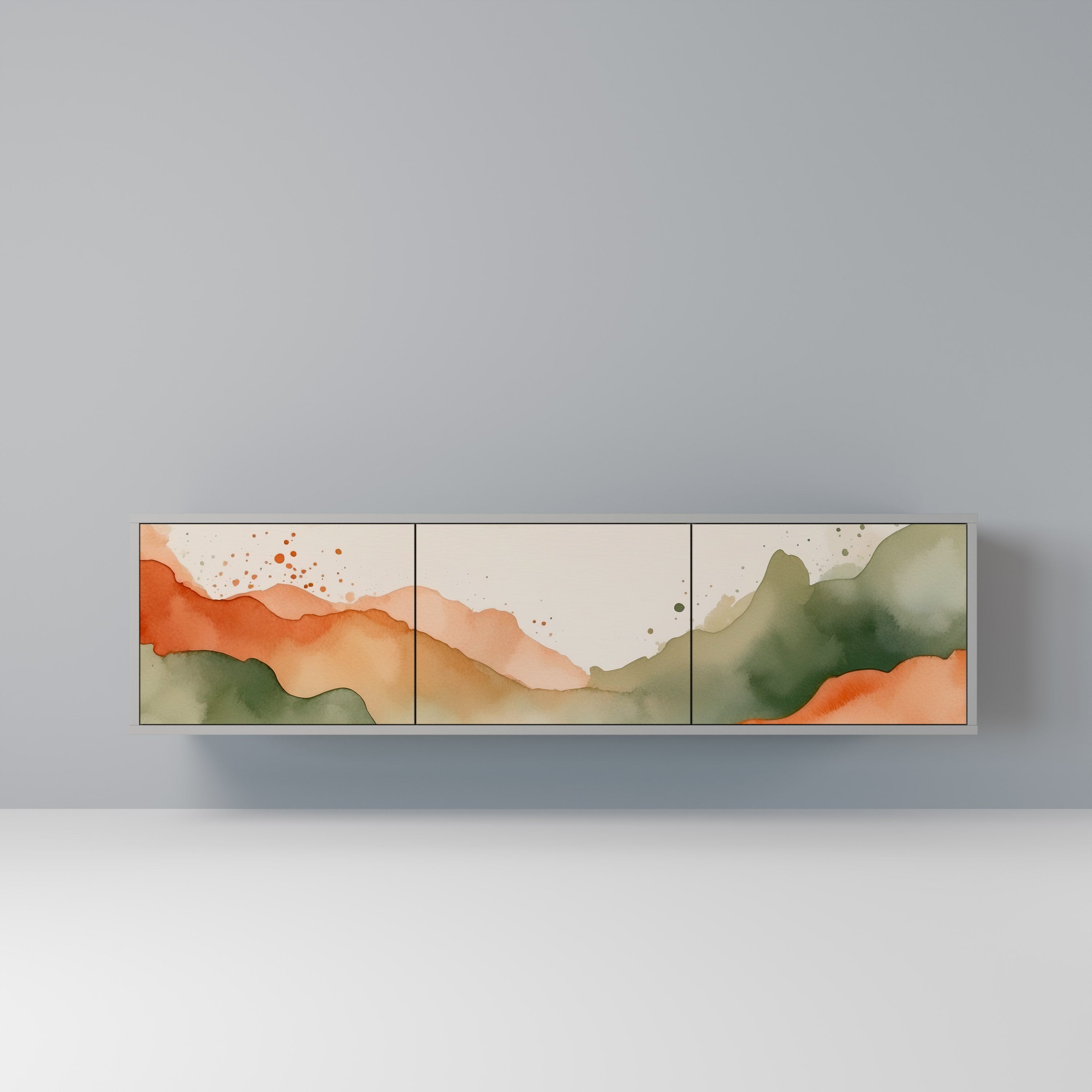 WATERCOLOUR PEAKS 3-Door TV Stand in Grey Finish