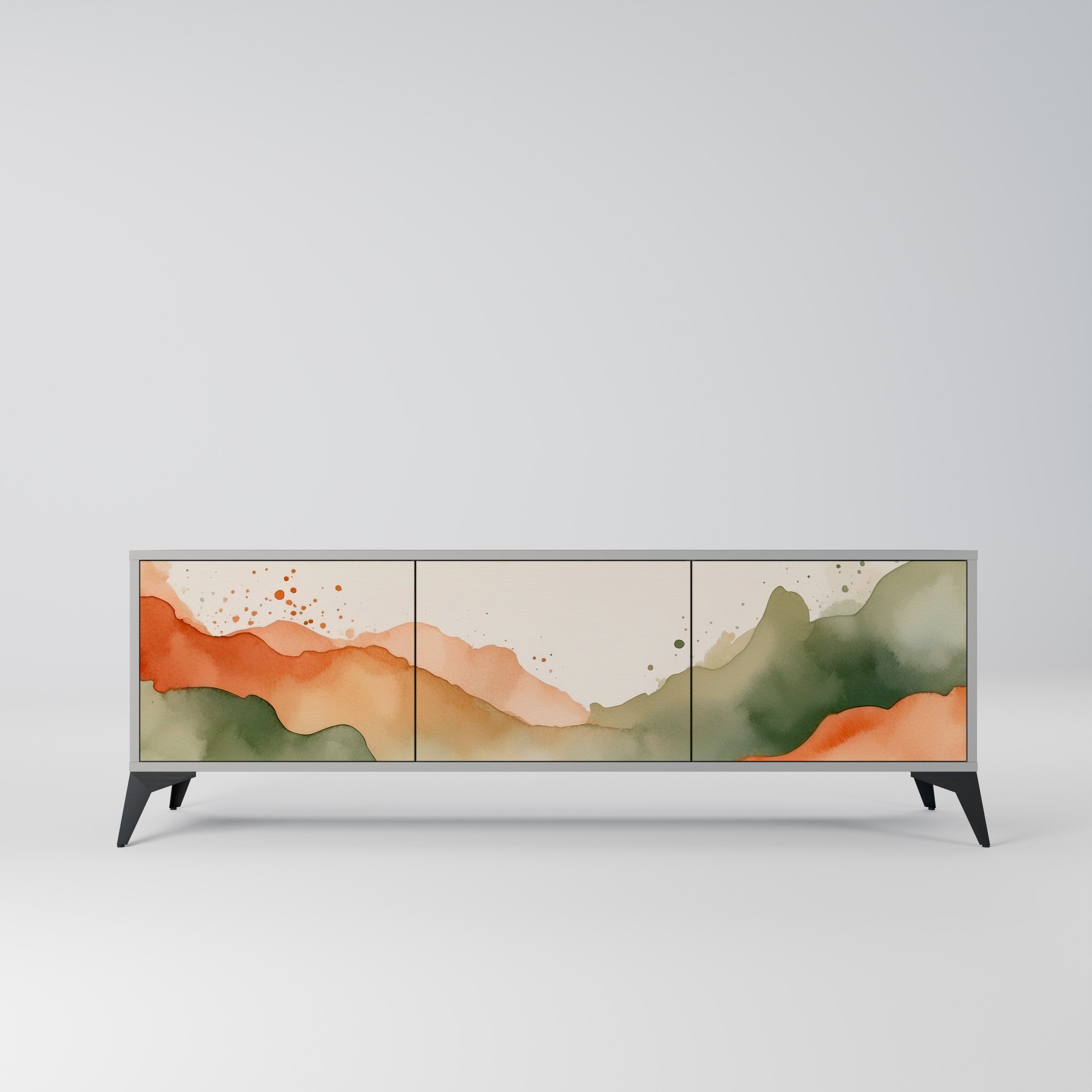 WATERCOLOUR PEAKS 3-Door TV Stand in Grey Finish