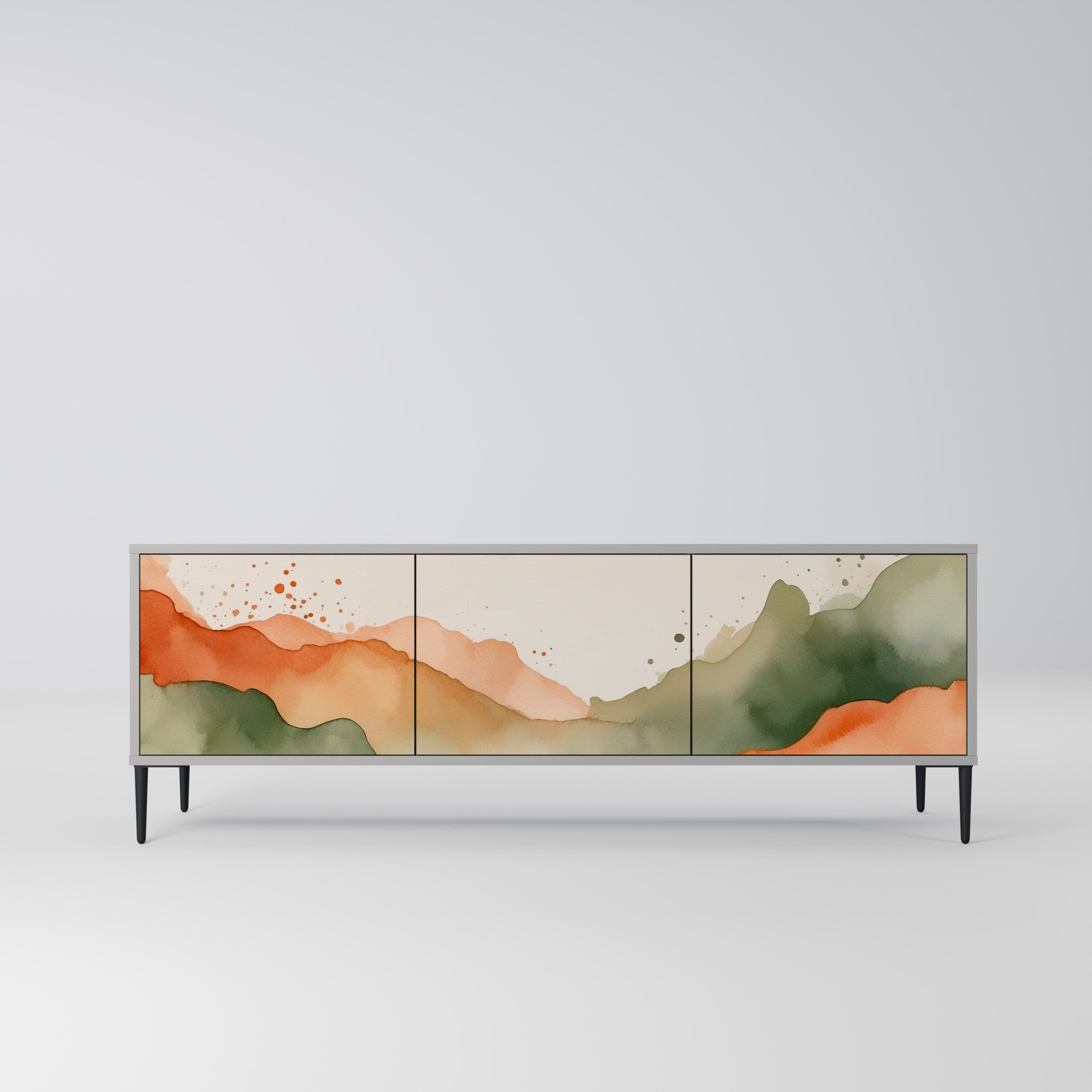 WATERCOLOUR PEAKS 3-Door TV Stand in Grey Finish