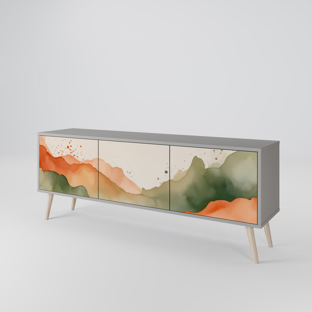 WATERCOLOUR PEAKS 3-Door TV Stand in Grey Finish