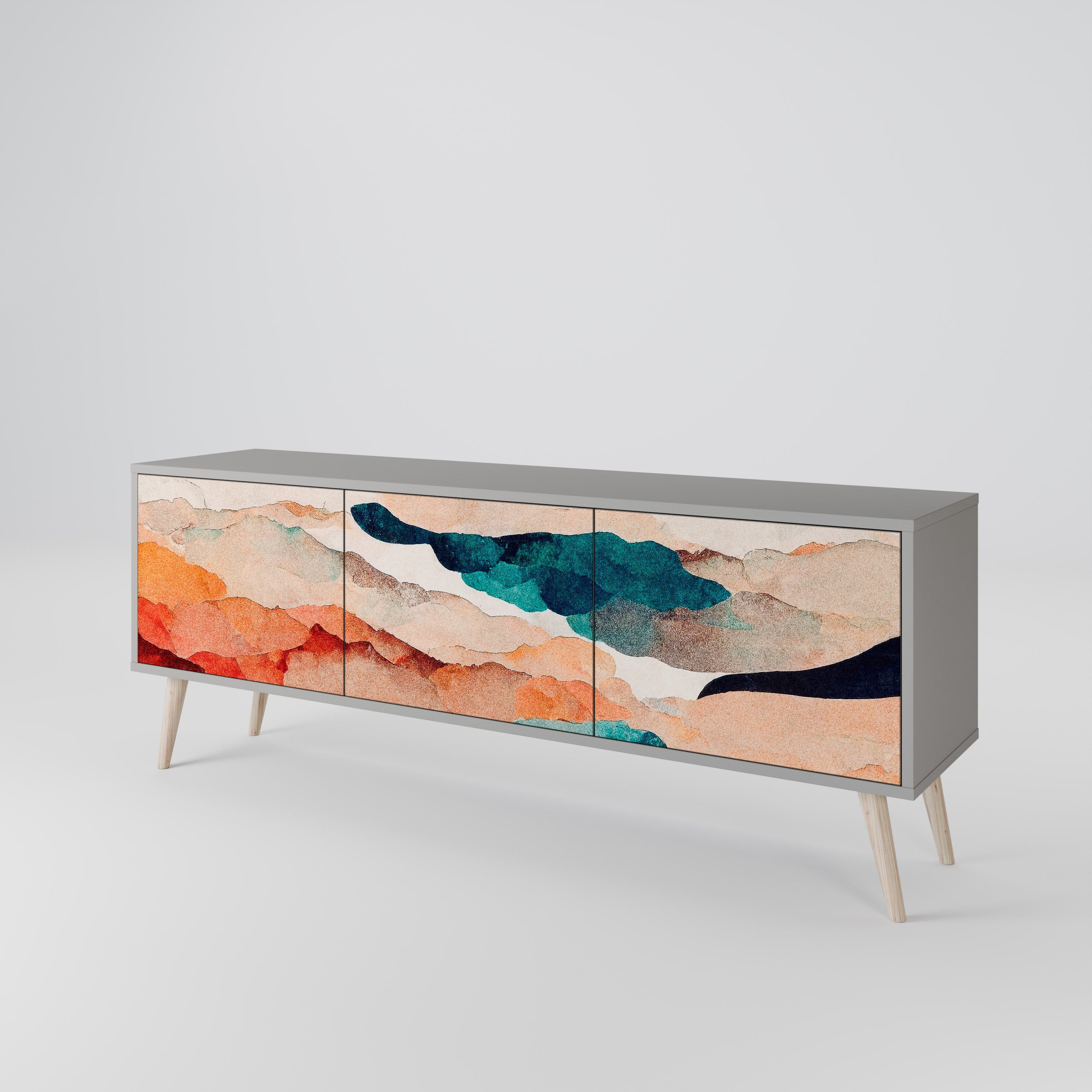 ABSTRACT LANDSCAPE 3-Door TV Cabinet