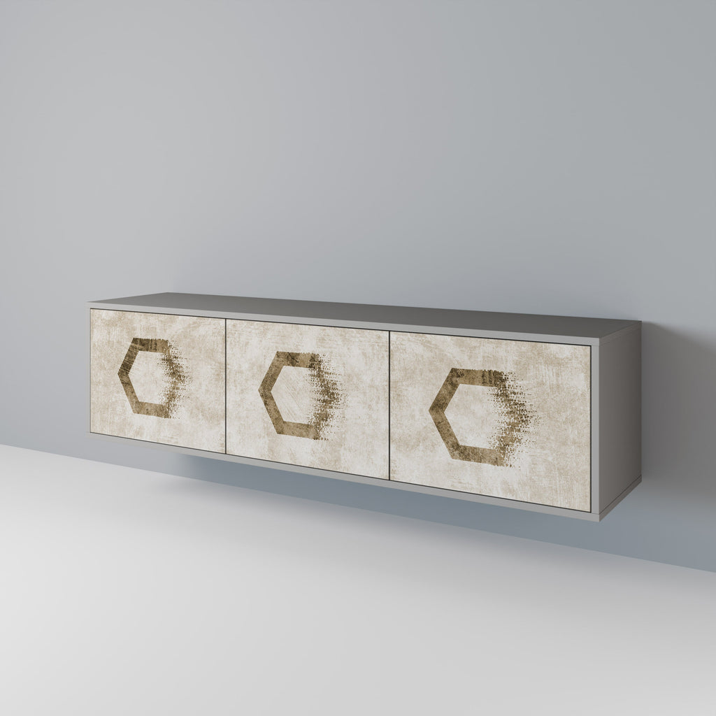 HEXAGONAL SHAPES TV-Lowboard mit 3 Türen in Grau