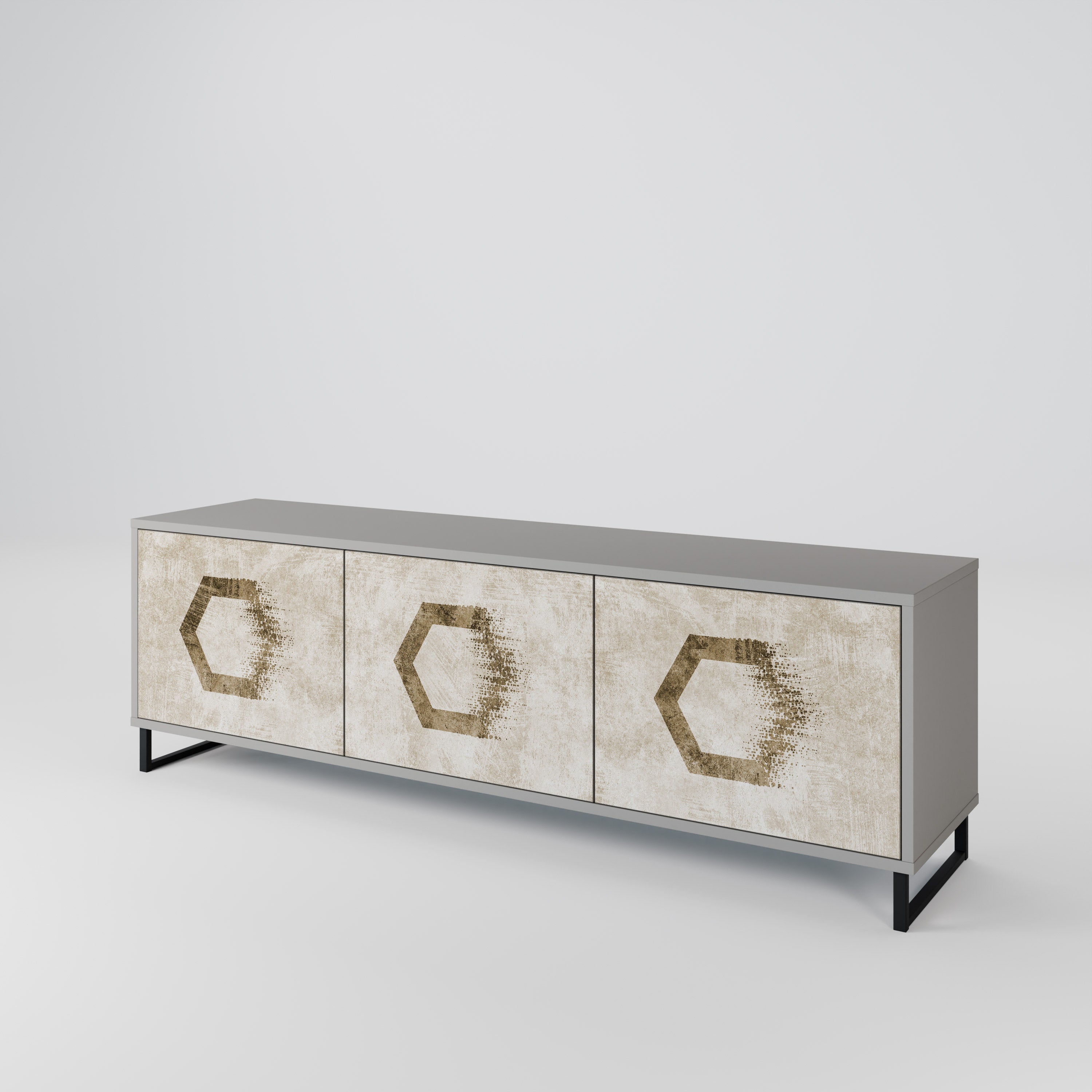 HEXAGONAL SHAPES 3-Door TV Cabinet