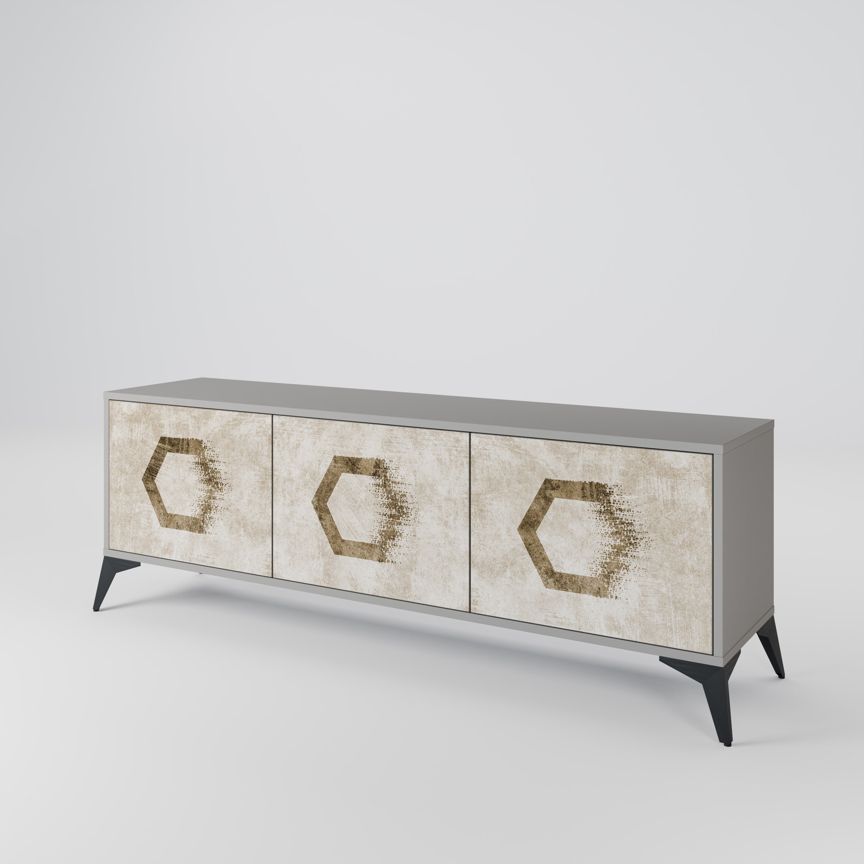 HEXAGONAL SHAPES 3-Door TV Cabinet