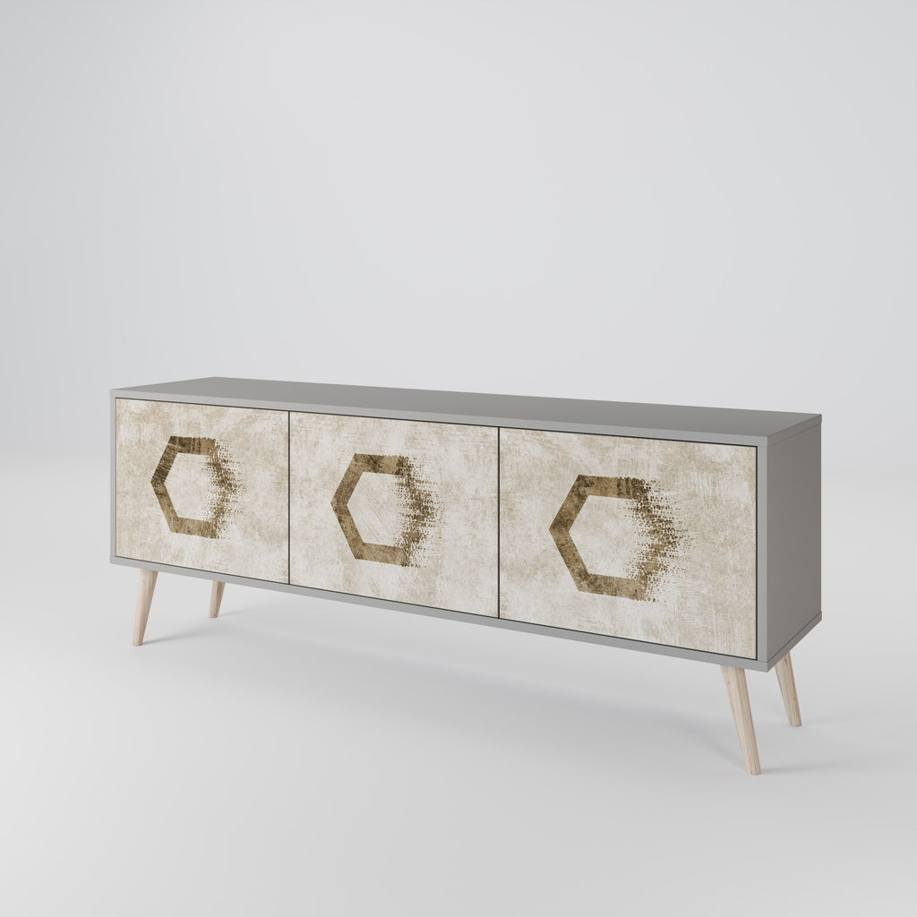 HEXAGONAL SHAPES TV-Lowboard mit 3 Türen in Grau