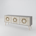 HEXAGONAL SHAPES TV-Lowboard mit 3 Türen in Grau