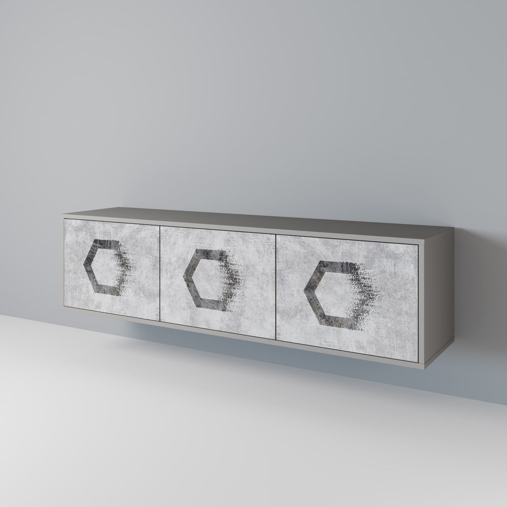 HEXAGONAL FIGURES TV-Lowboard mit 3 Türen in Grau