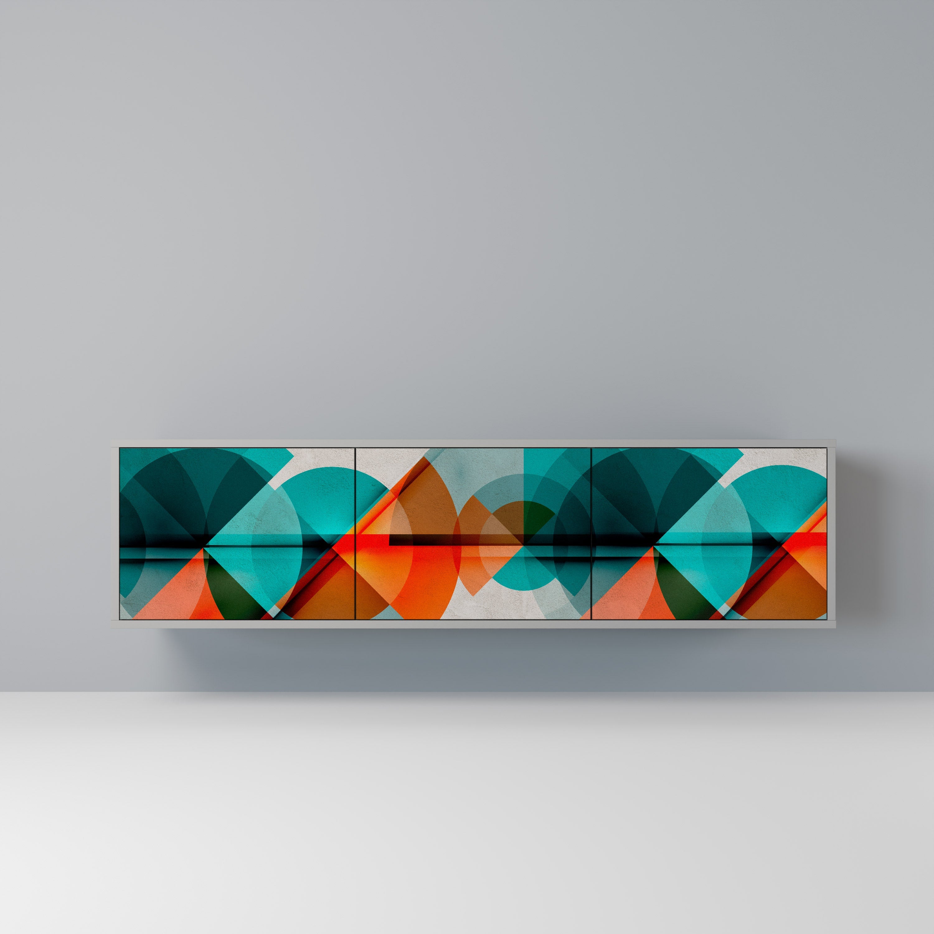 CIRCULAR RHAPSODY 3-Door TV Stand in Grey Finish