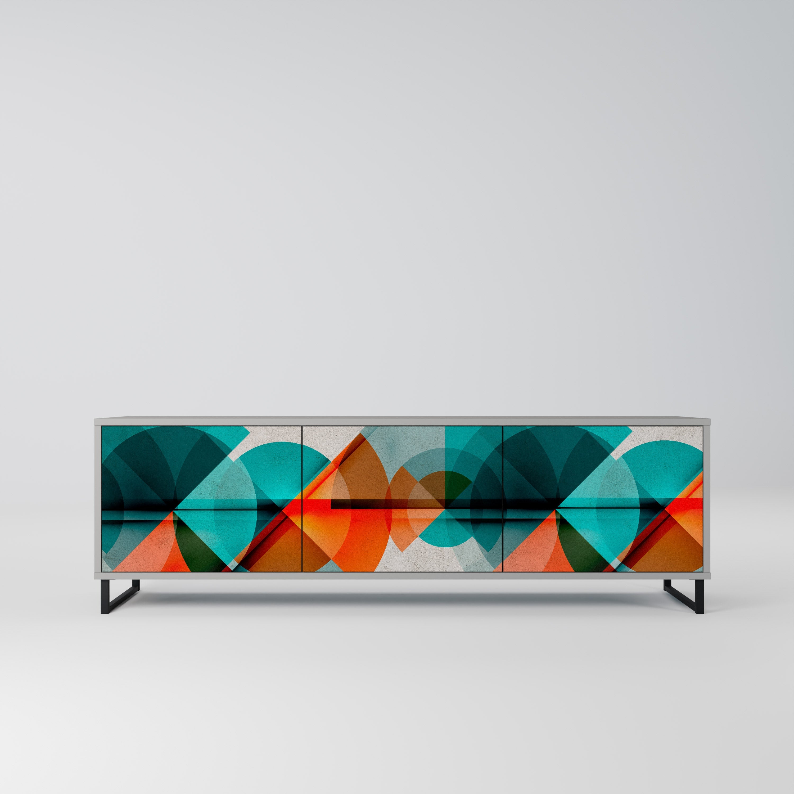 CIRCULAR RHAPSODY 3-Door TV Stand in Grey Finish