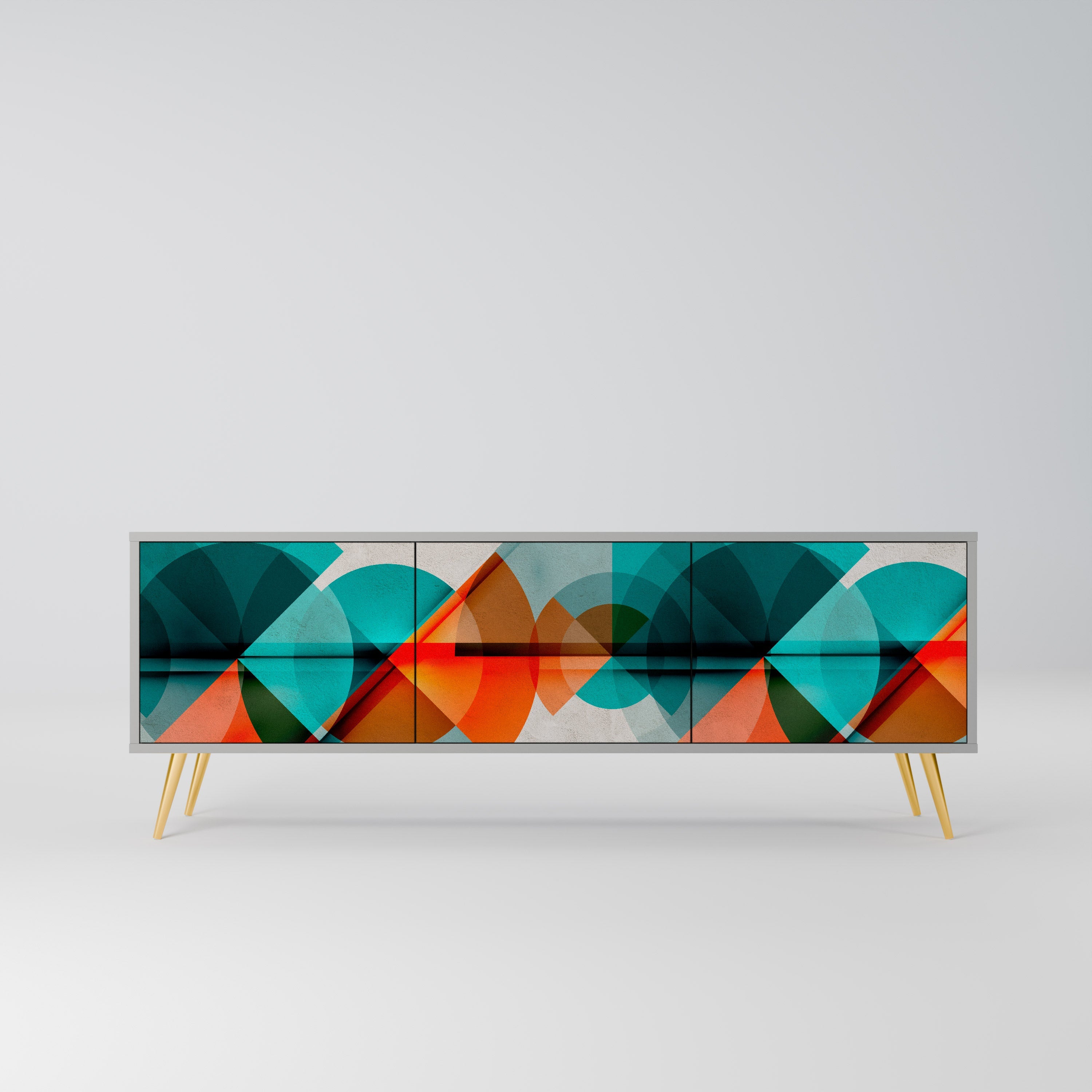 CIRCULAR RHAPSODY 3-Door TV Stand in Grey Finish