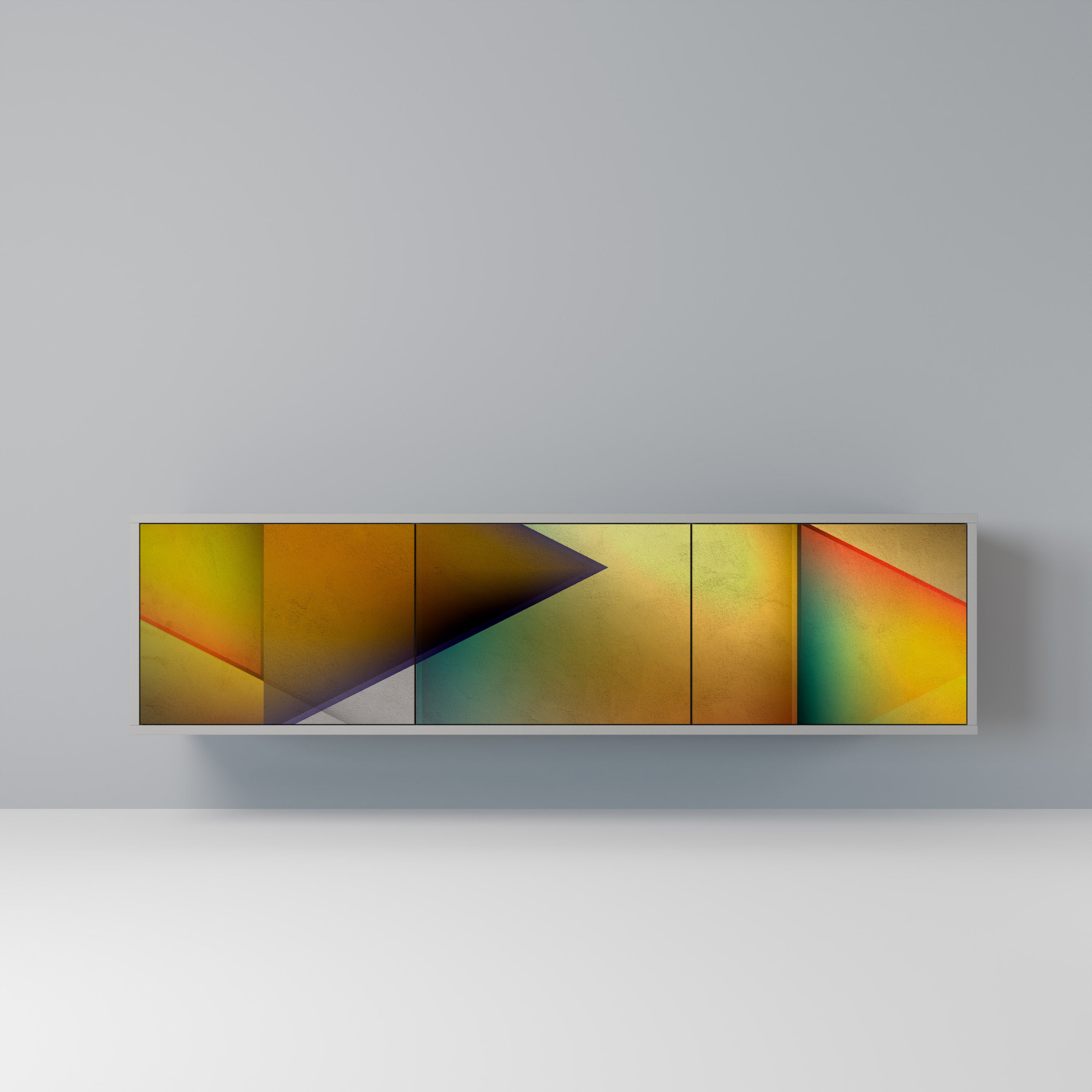 PIERCING SHARPNESS 3-Door TV Stand in Grey Finish