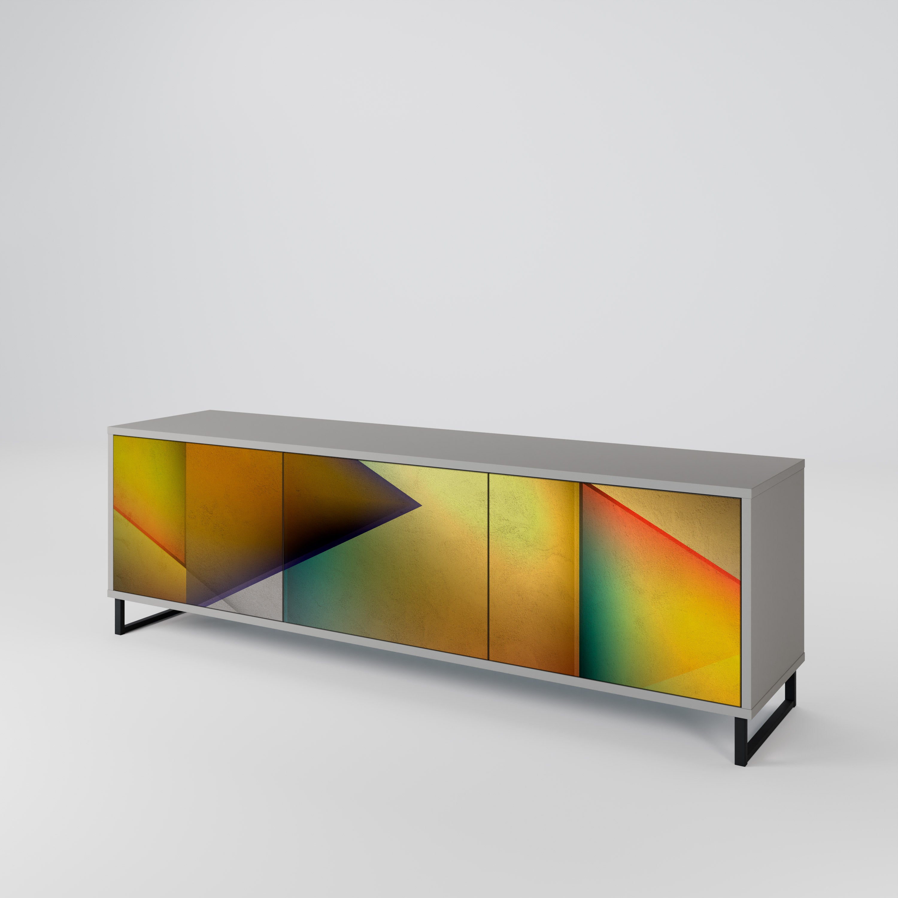 PIERCING SHARPNESS TV-Lowboard mit 3 Türen in Grau