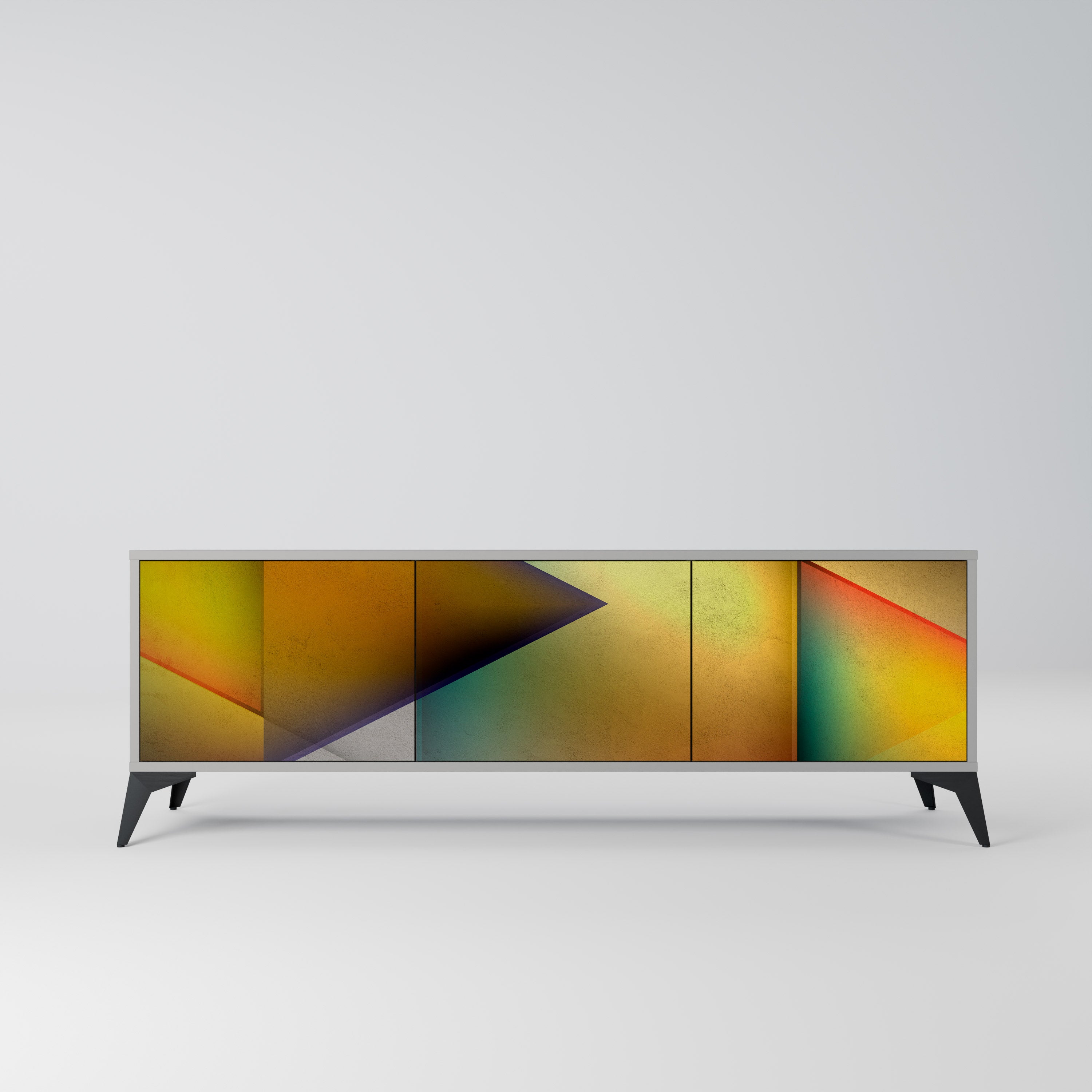 PIERCING SHARPNESS 3-Door TV Stand in Grey Finish