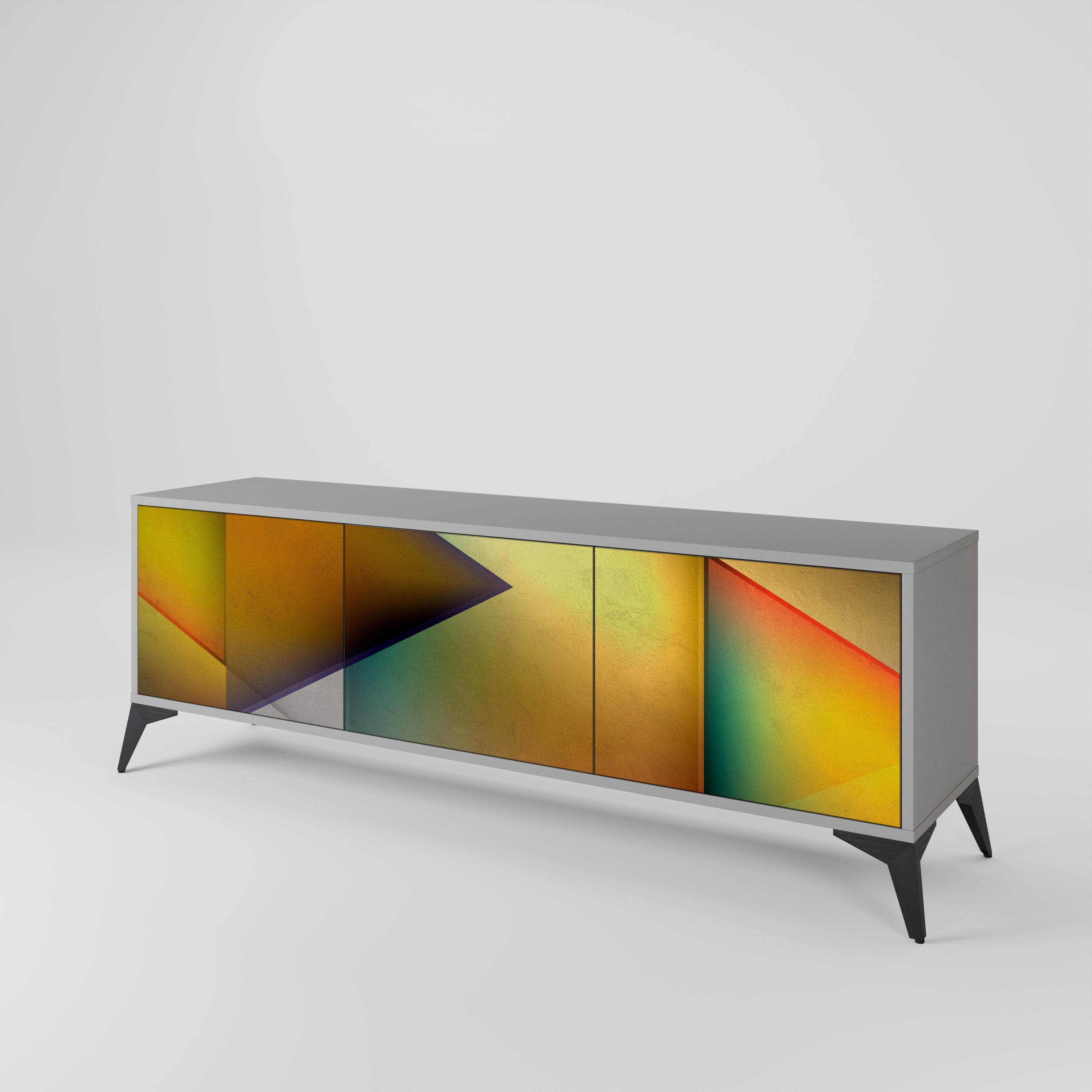 PIERCING SHARPNESS 3-Door TV Stand in Grey Finish