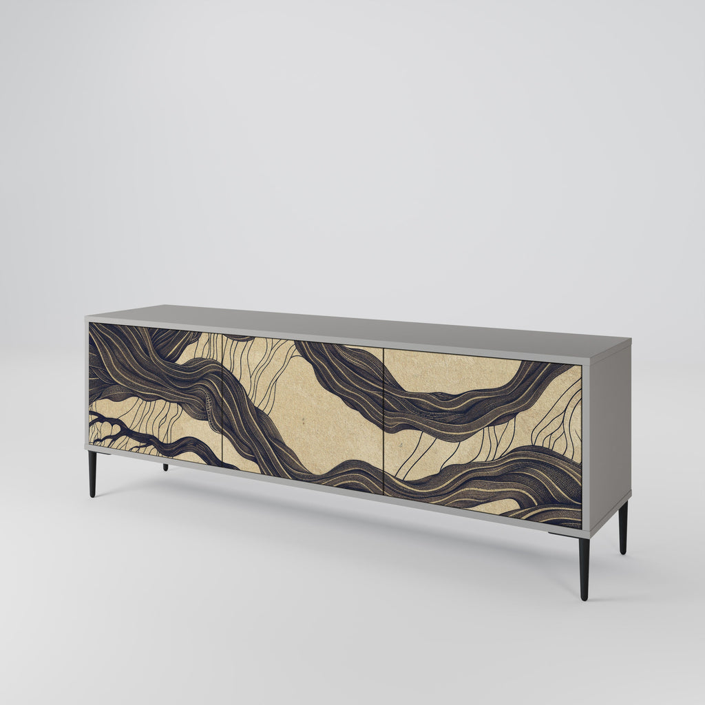 UNIFIED FRAGMENTS 3-Door TV Stand in Grey Finish