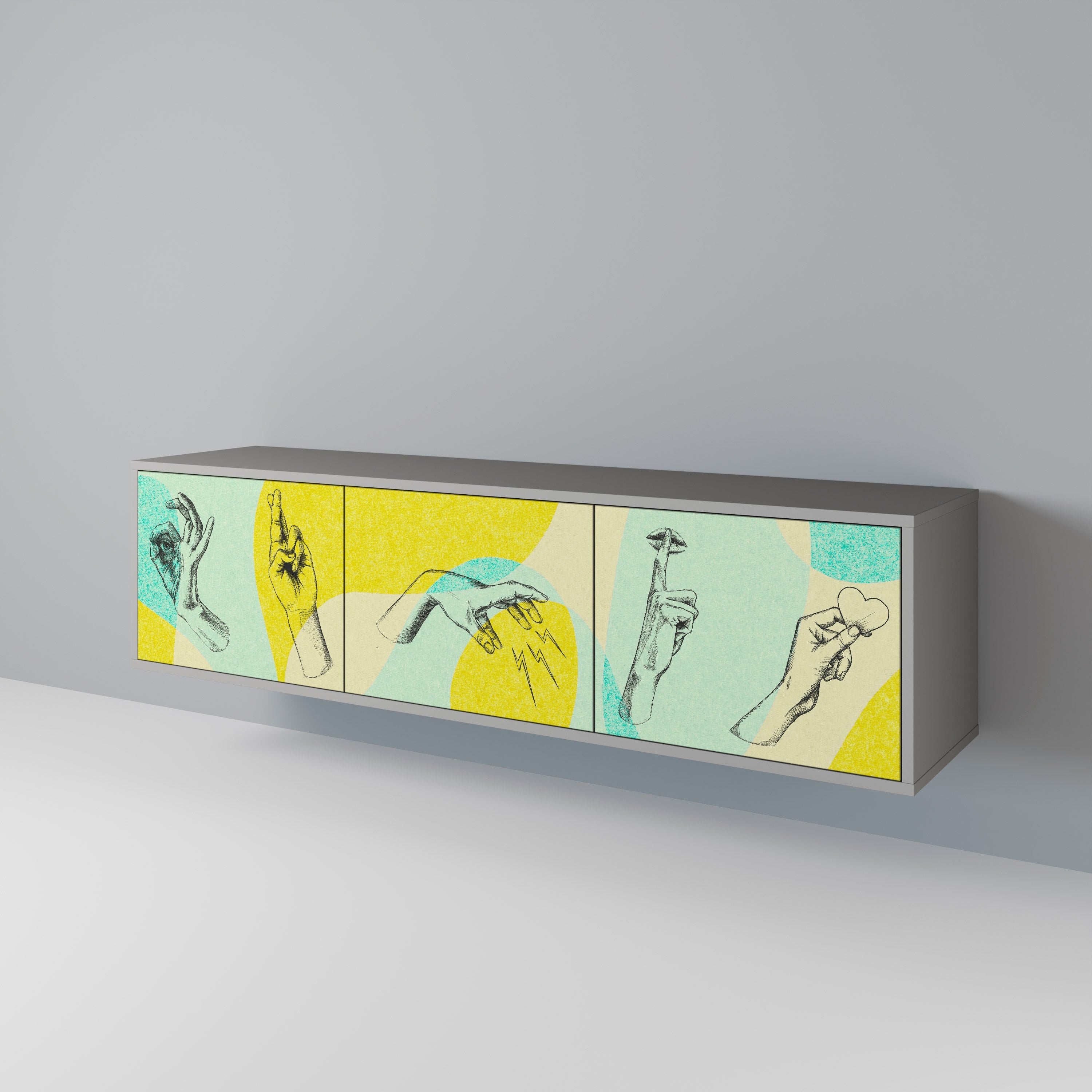 BODY LANGUAGE TV-Lowboard mit 3 Türen in Grau