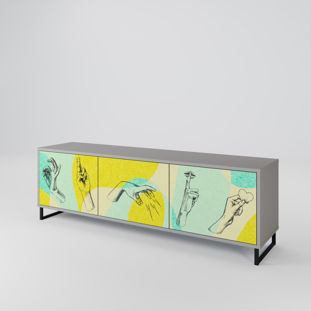 BODY LANGUAGE TV-Lowboard mit 3 Türen in Grau