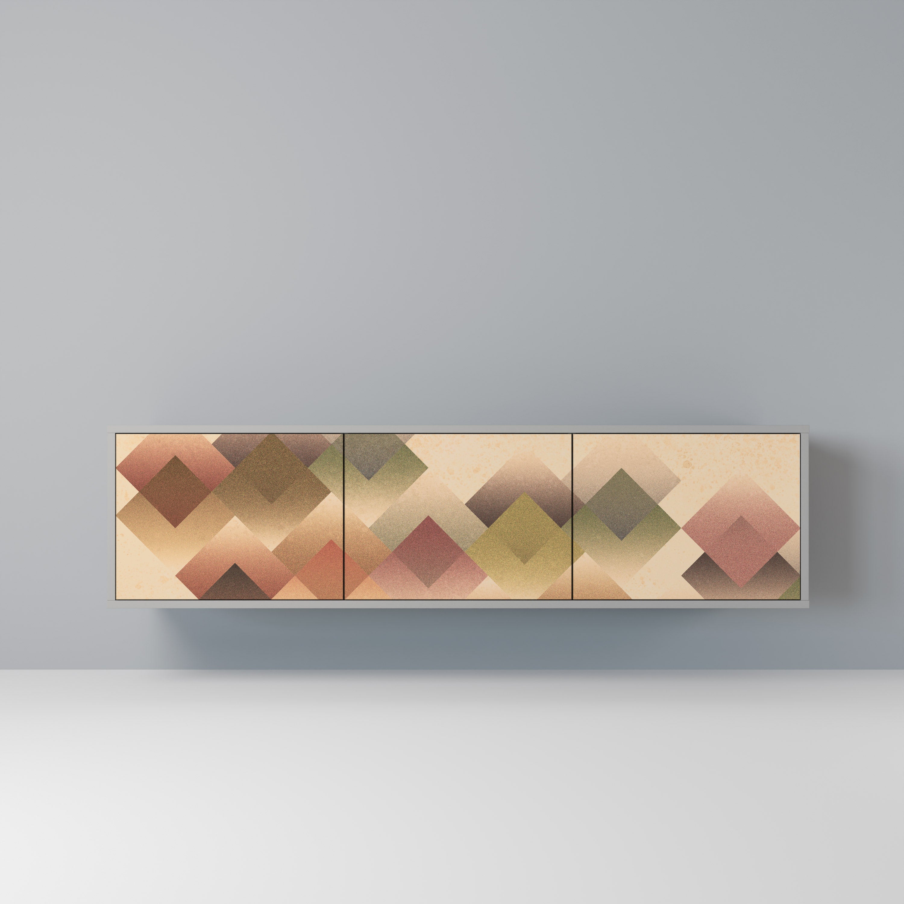 GEOMETRIC FUSION 3-Door TV Stand in Grey Finish