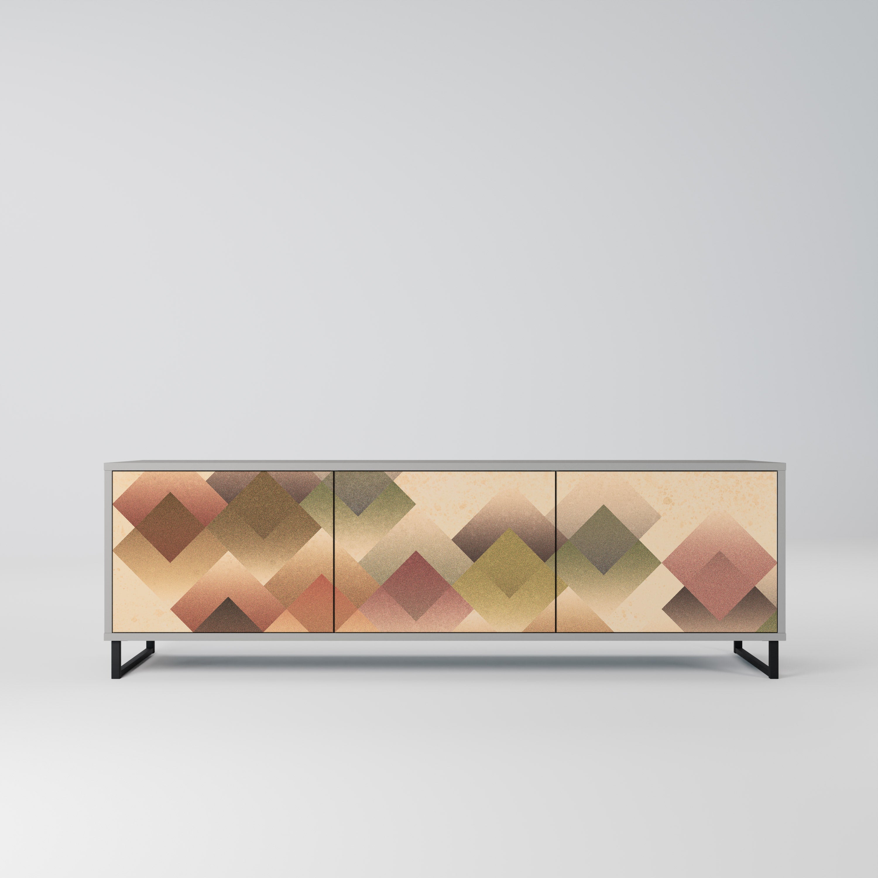 GEOMETRIC FUSION 3-Door TV Stand in Grey Finish