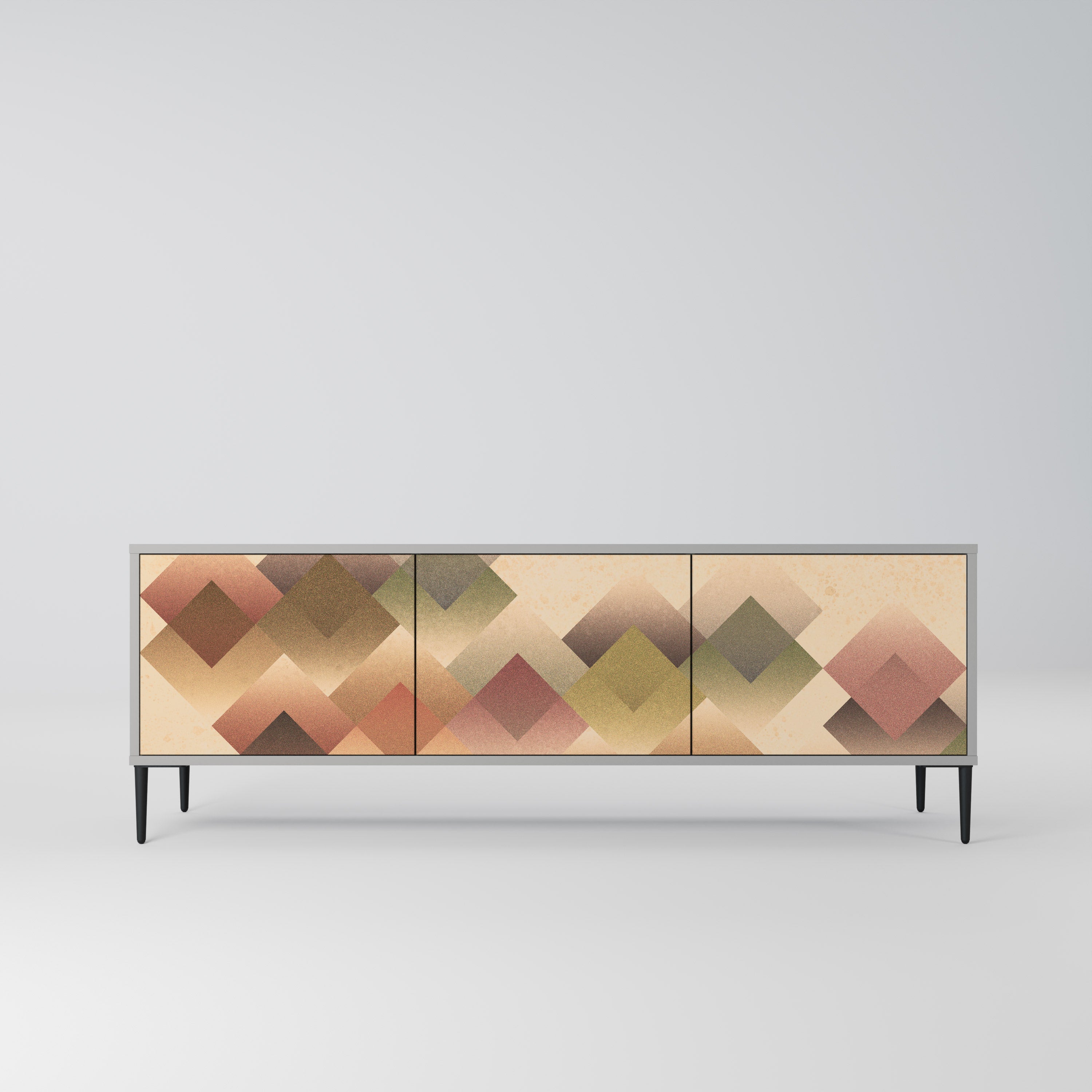 GEOMETRIC FUSION 3-Door TV Stand in Grey Finish