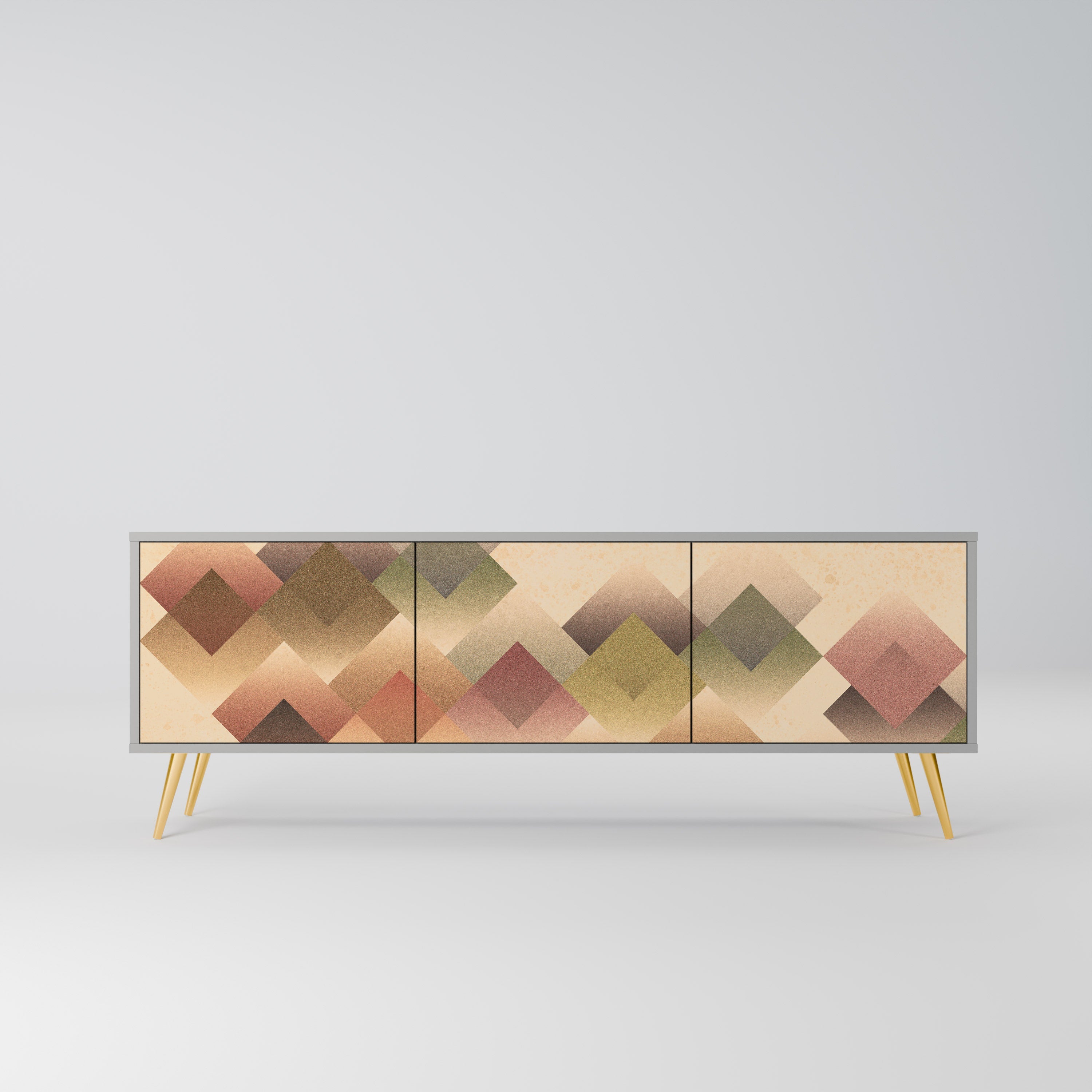 GEOMETRIC FUSION 3-Door TV Stand in Grey Finish