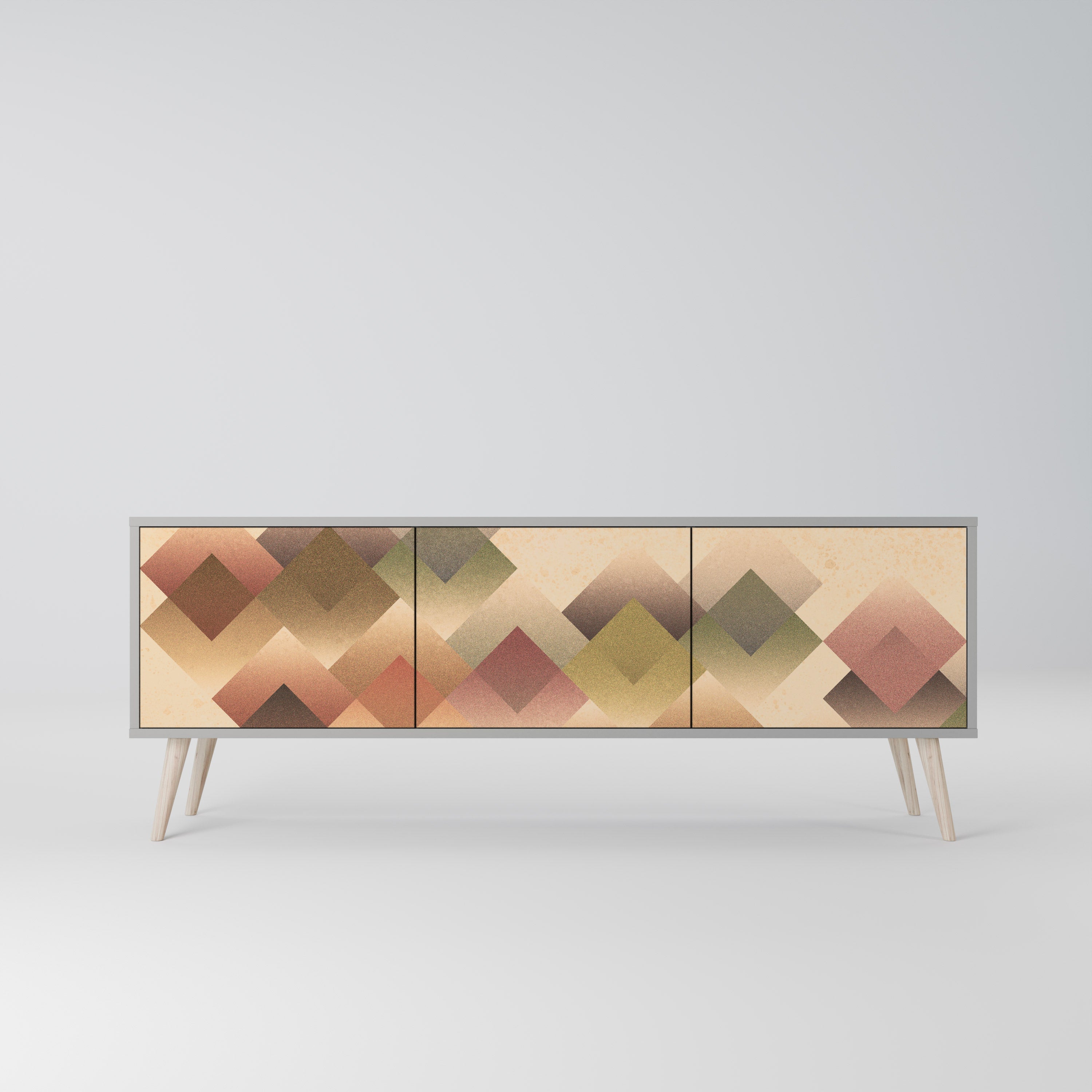 GEOMETRIC FUSION 3-Door TV Stand in Grey Finish