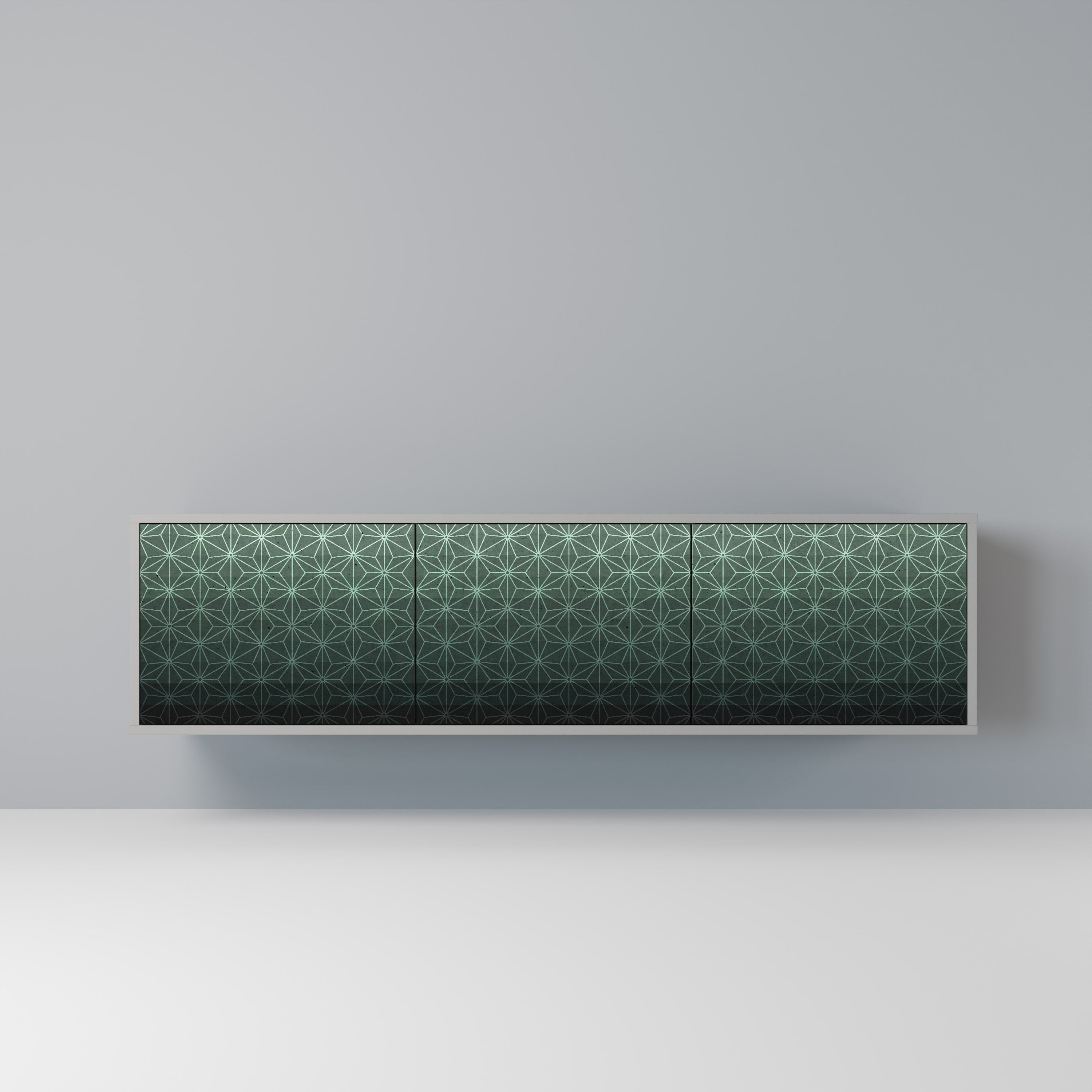 ORNAMENTAL GLIMMER 3-Door TV Stand in Grey Finish