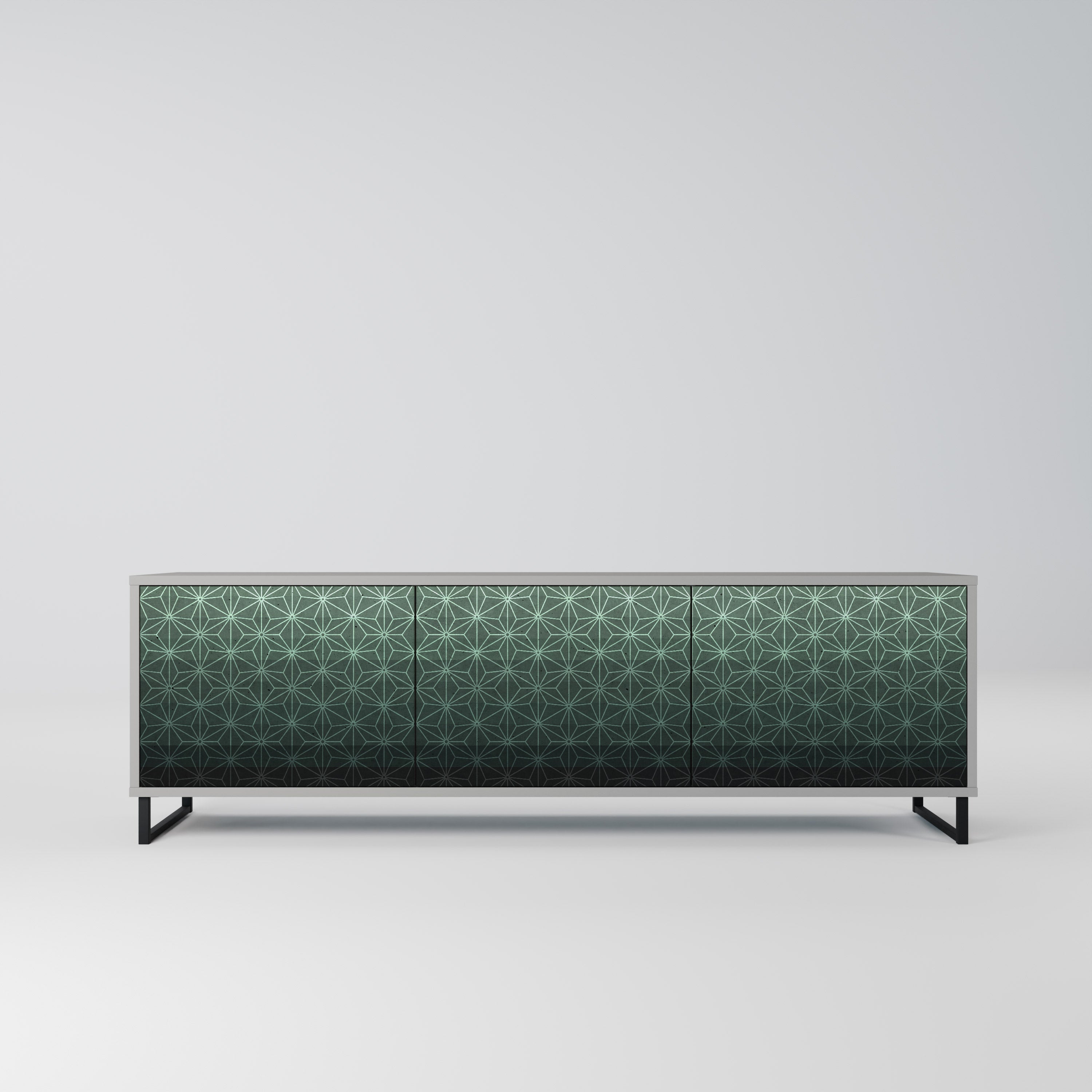 ORNAMENTAL GLIMMER 3-Door TV Stand in Grey Finish