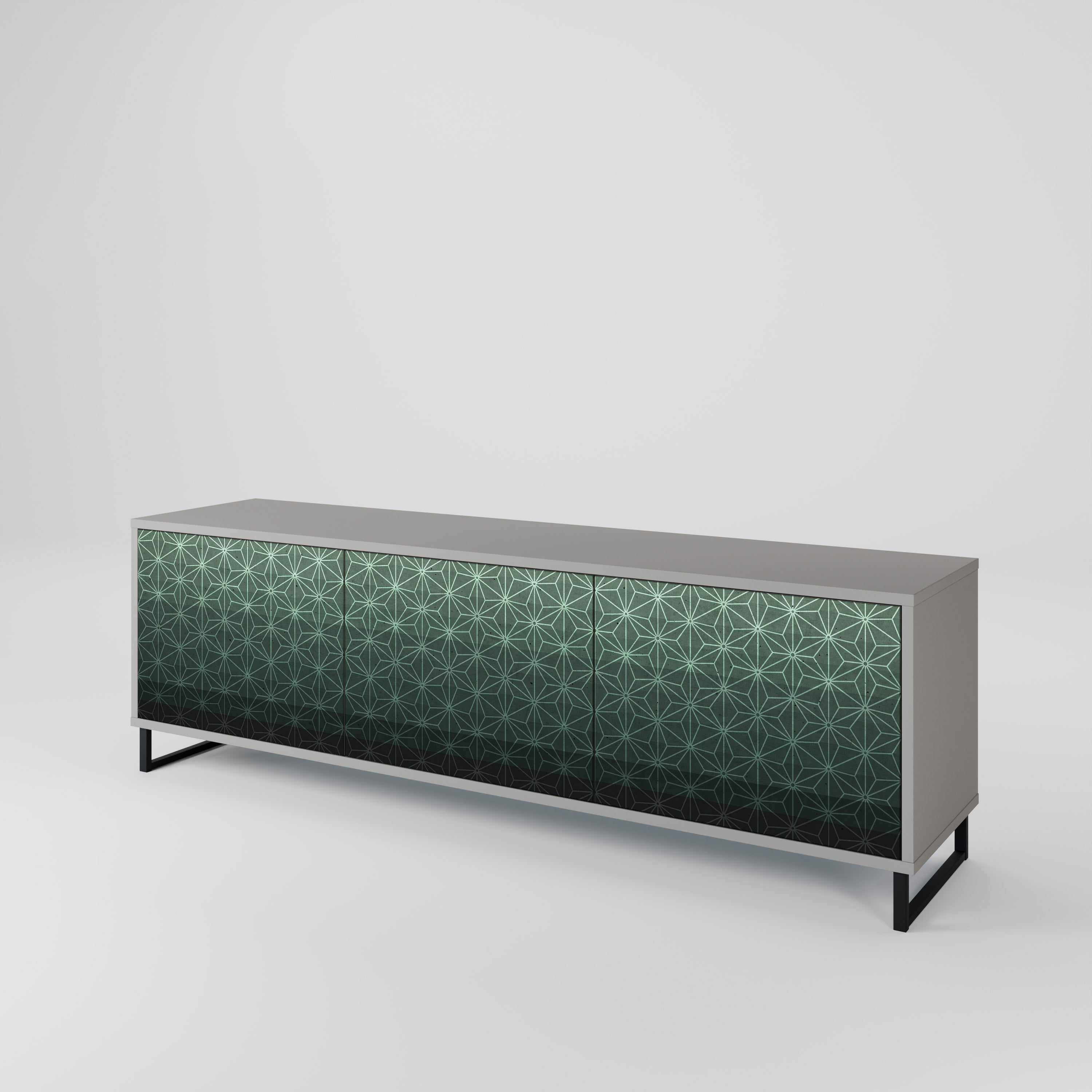 ORNAMENTAL GLIMMER 3-Door TV Stand in Grey Finish