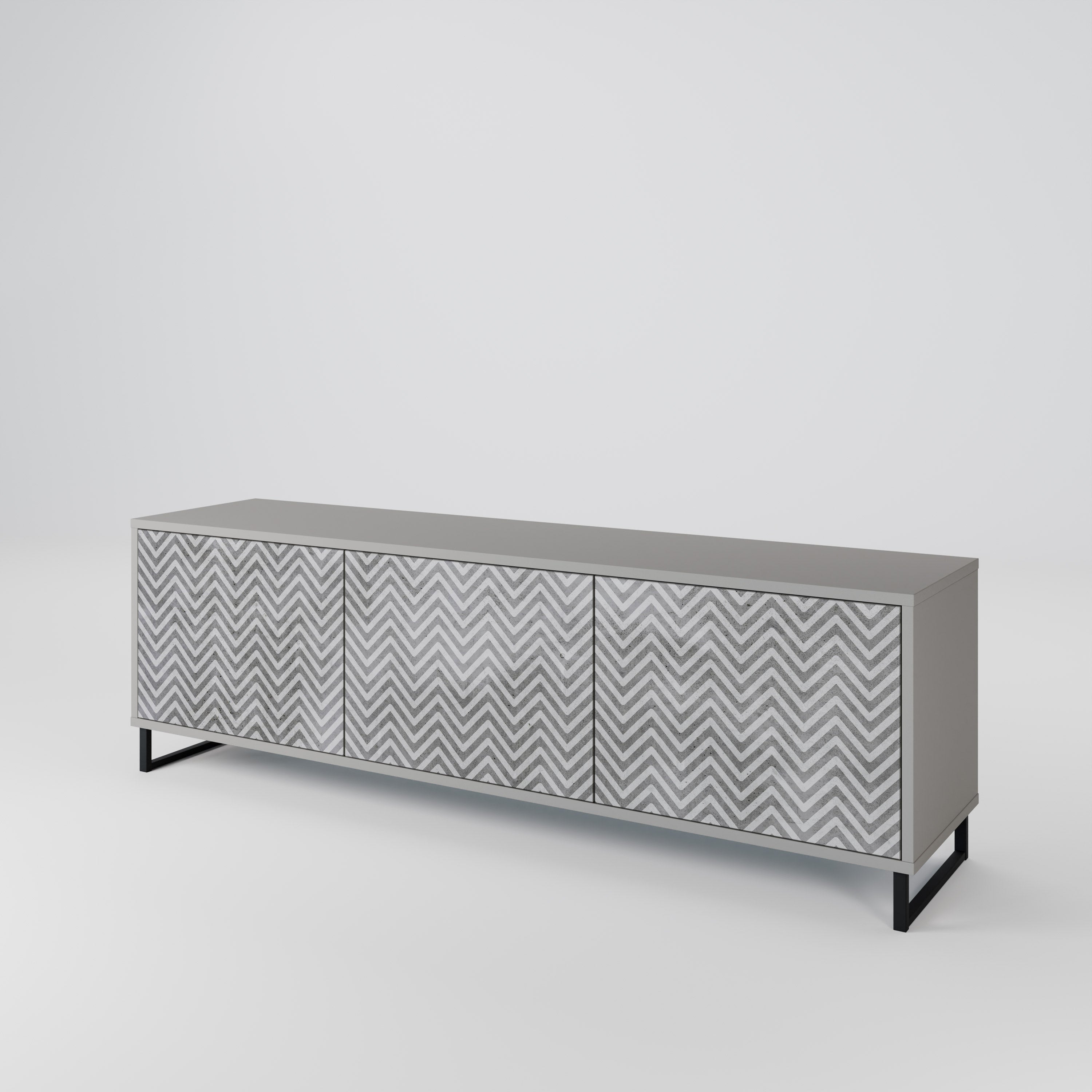 CONCRETE ZIG ZAG 3-Door TV Cabinet