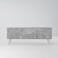 CONCRETE ZIG ZAG TV-Lowboard mit 3 Türen in Grau