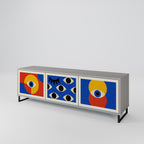 GEOMETRIC EYES 3-Door TV Stand in Grey Finish