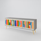 GEOMETRIC SHINE 3-Door TV Stand in Grey Finish