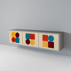 GEOMETRIC PUZZLE TV-Lowboard mit 3 Türen in Grau