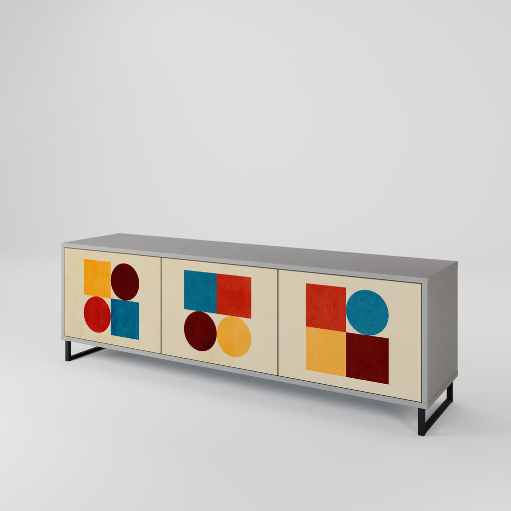 GEOMETRIC PUZZLE TV-Lowboard mit 3 Türen in Grau