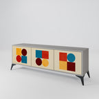 GEOMETRIC PUZZLE TV-Lowboard mit 3 Türen in Grau